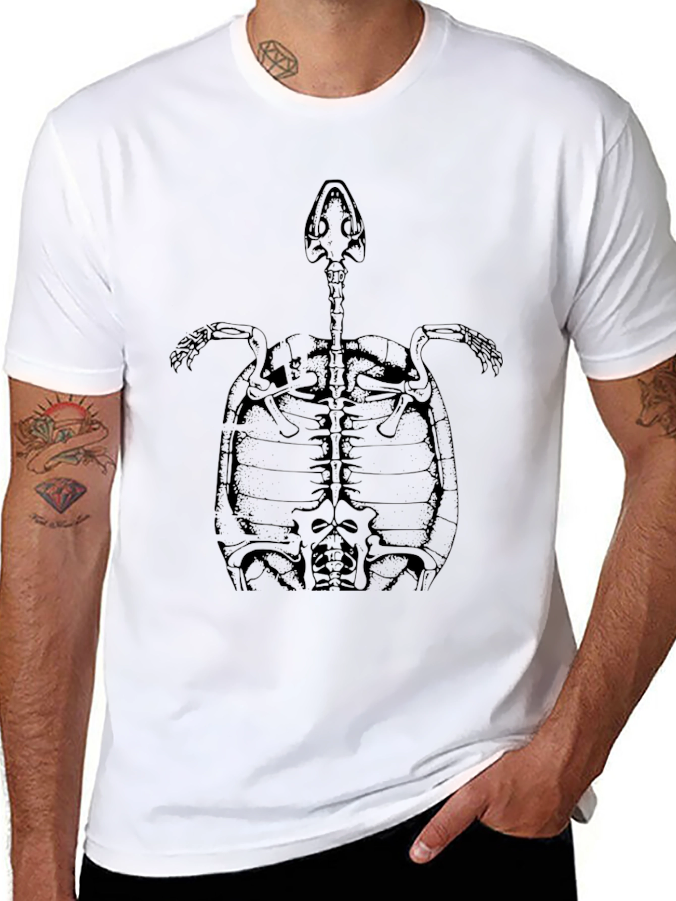 Turtle Skeleton Graphic Tee - Black Unisex T-Shirt