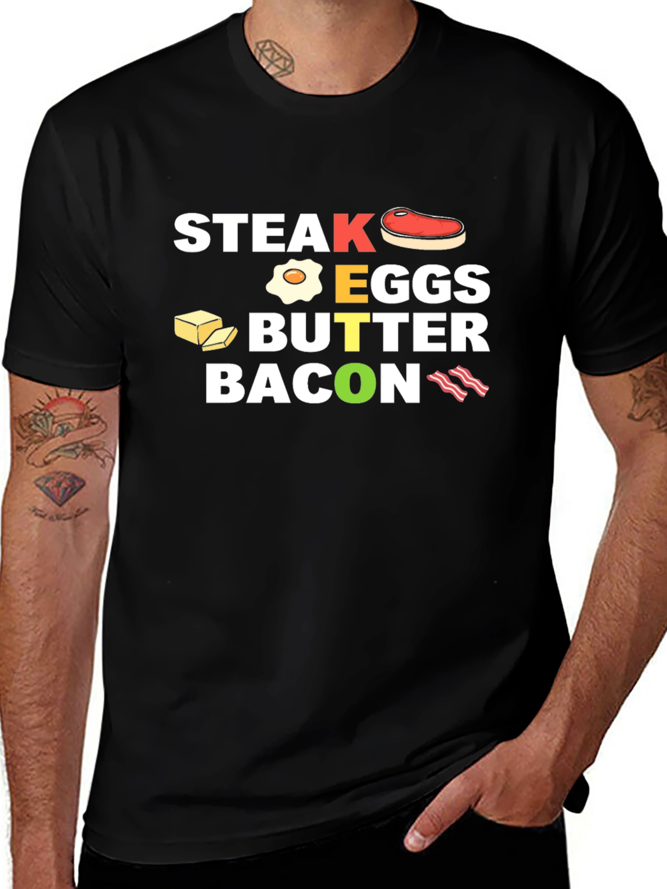 Steak Eggs Butter Bacon Graphic T-Shirt