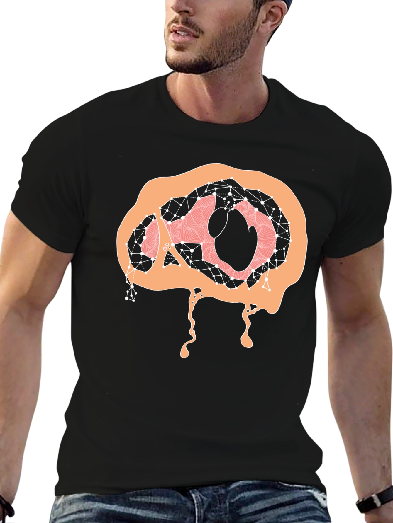Abstract Brain Graphic Tee - Black