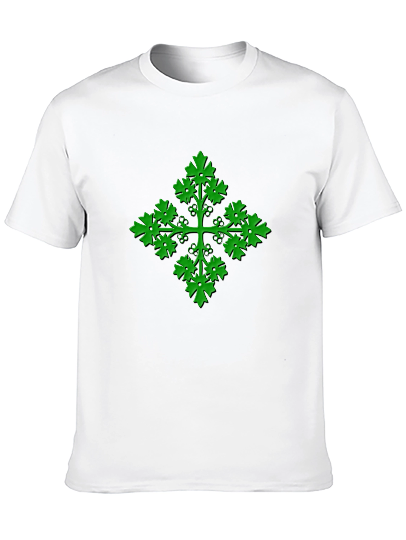 Green Leaf Cross Black T-Shirt