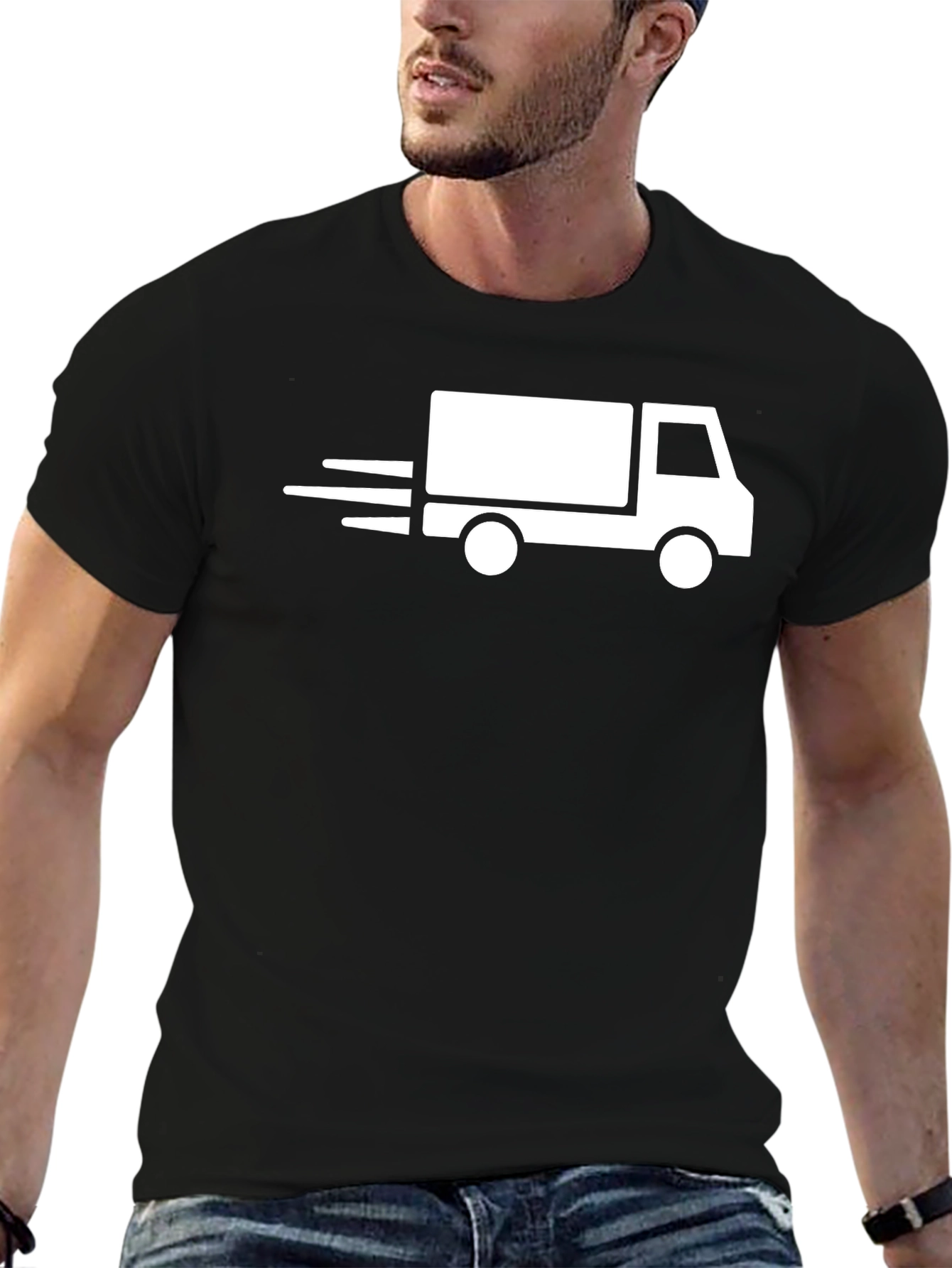 Fast Delivery Truck Graphic T-Shirt - Black