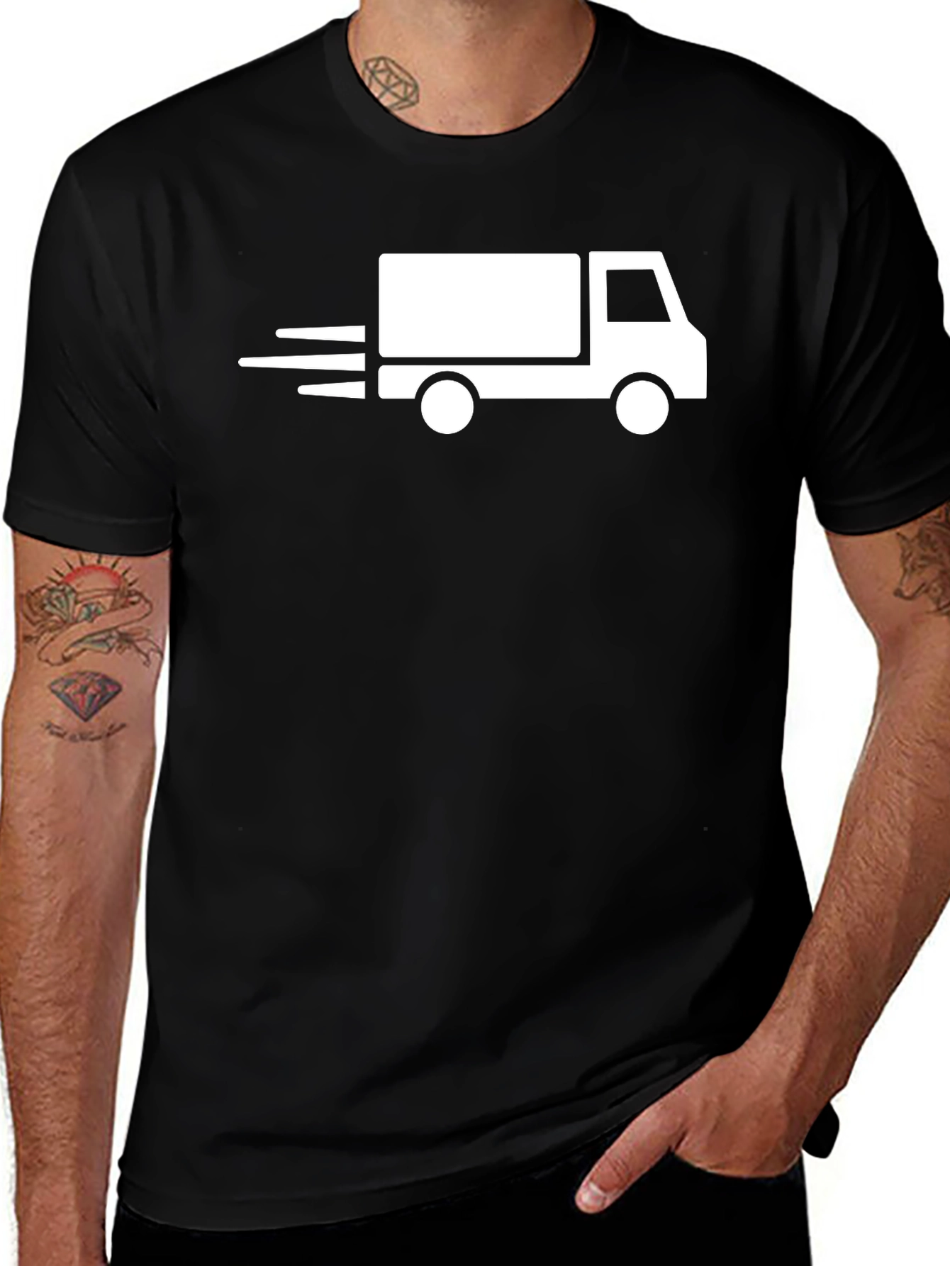 Fast Delivery Truck Graphic T-Shirt - Black