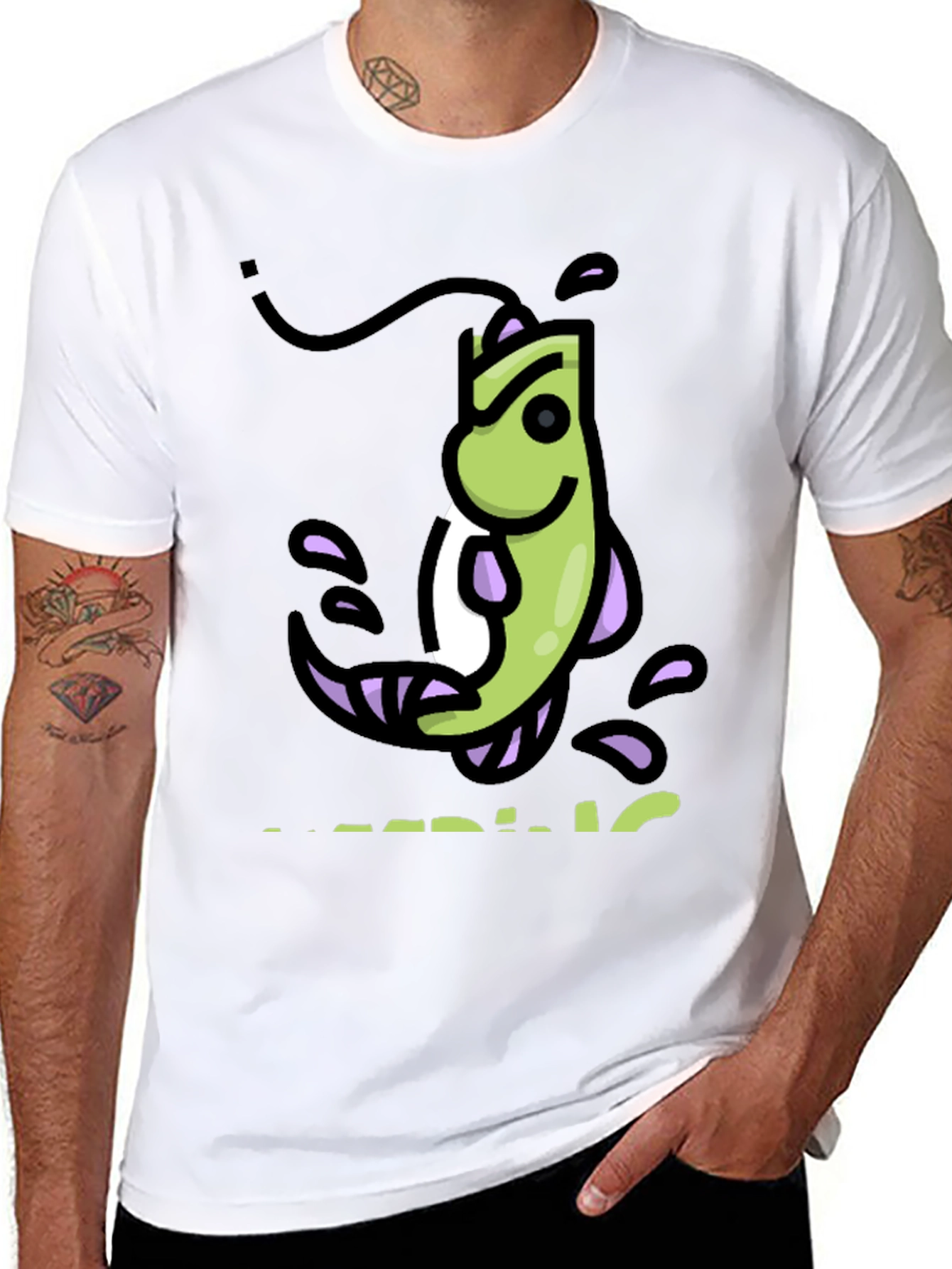 Funny Fishing Cartoon Graphic T-Shirt