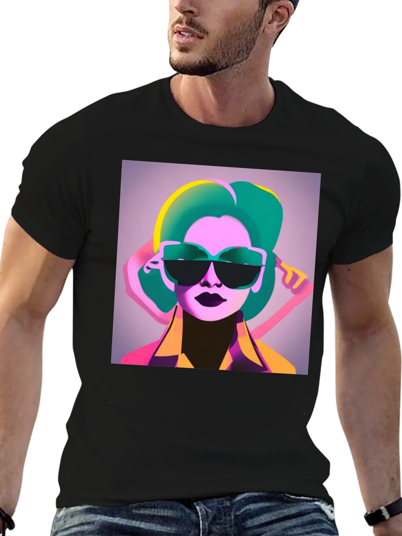 Retro Style Graphic Tee - Cool Woman with Sunglasses