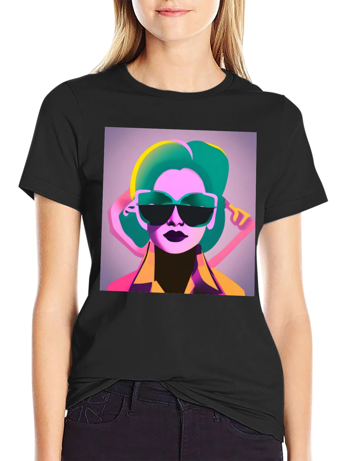 Retro Style Graphic Tee - Cool Woman with Sunglasses