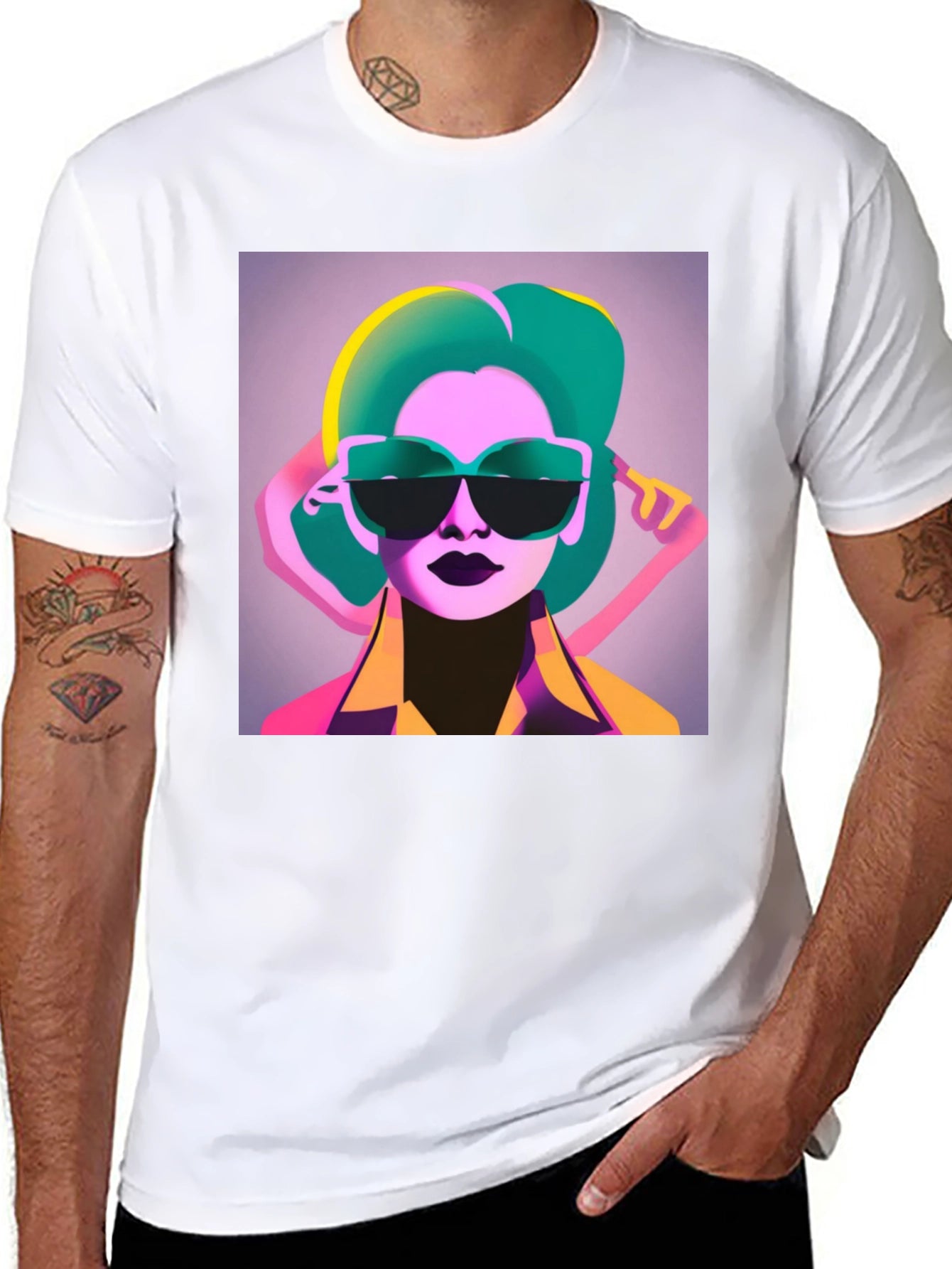 Retro Style Graphic Tee - Cool Woman with Sunglasses