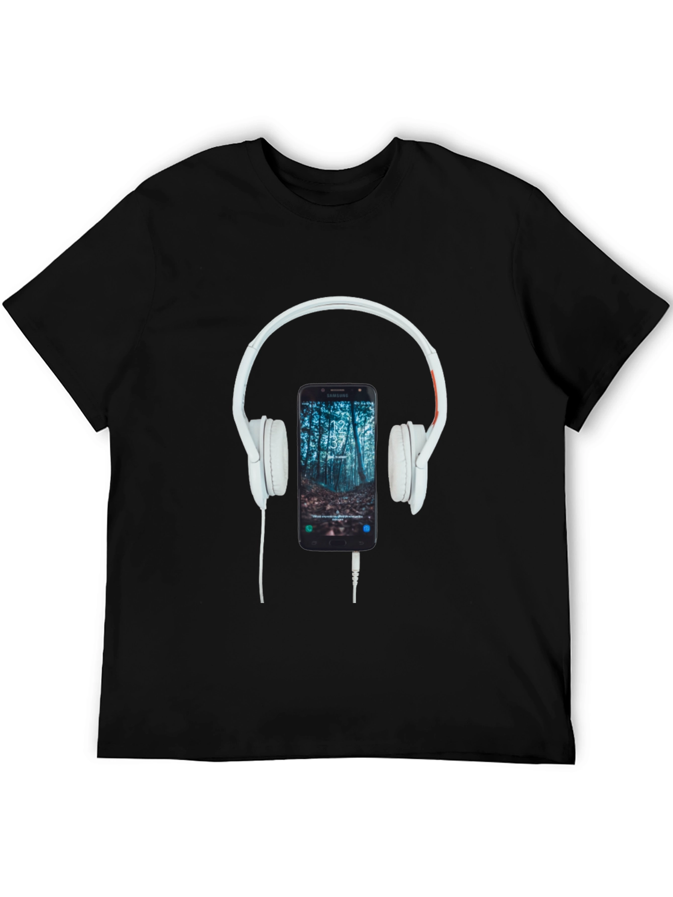 Headphone & Phone Graphic T-Shirt - Music Lover Tee