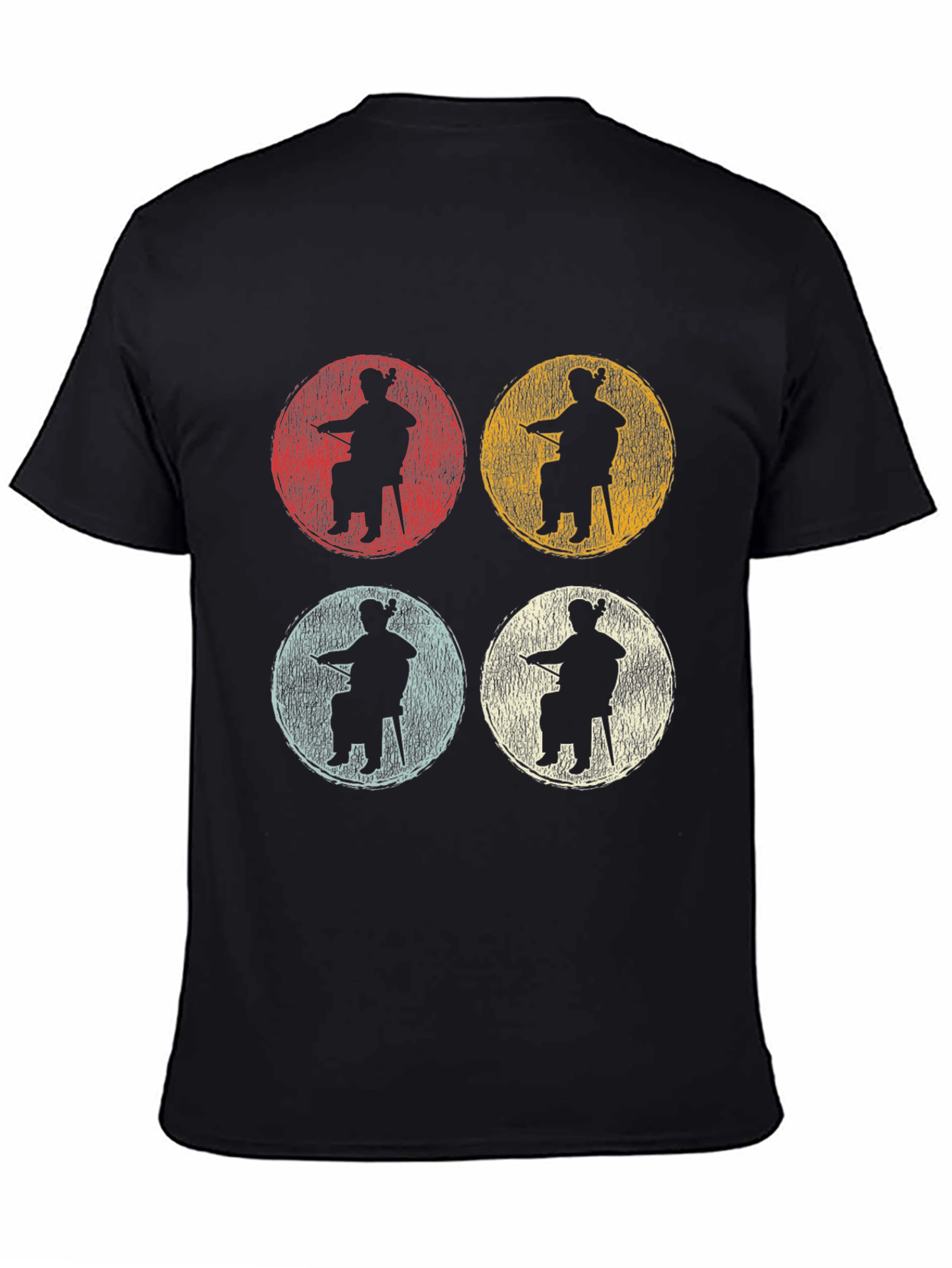 Retro Cello Player Graphic Tee - Black