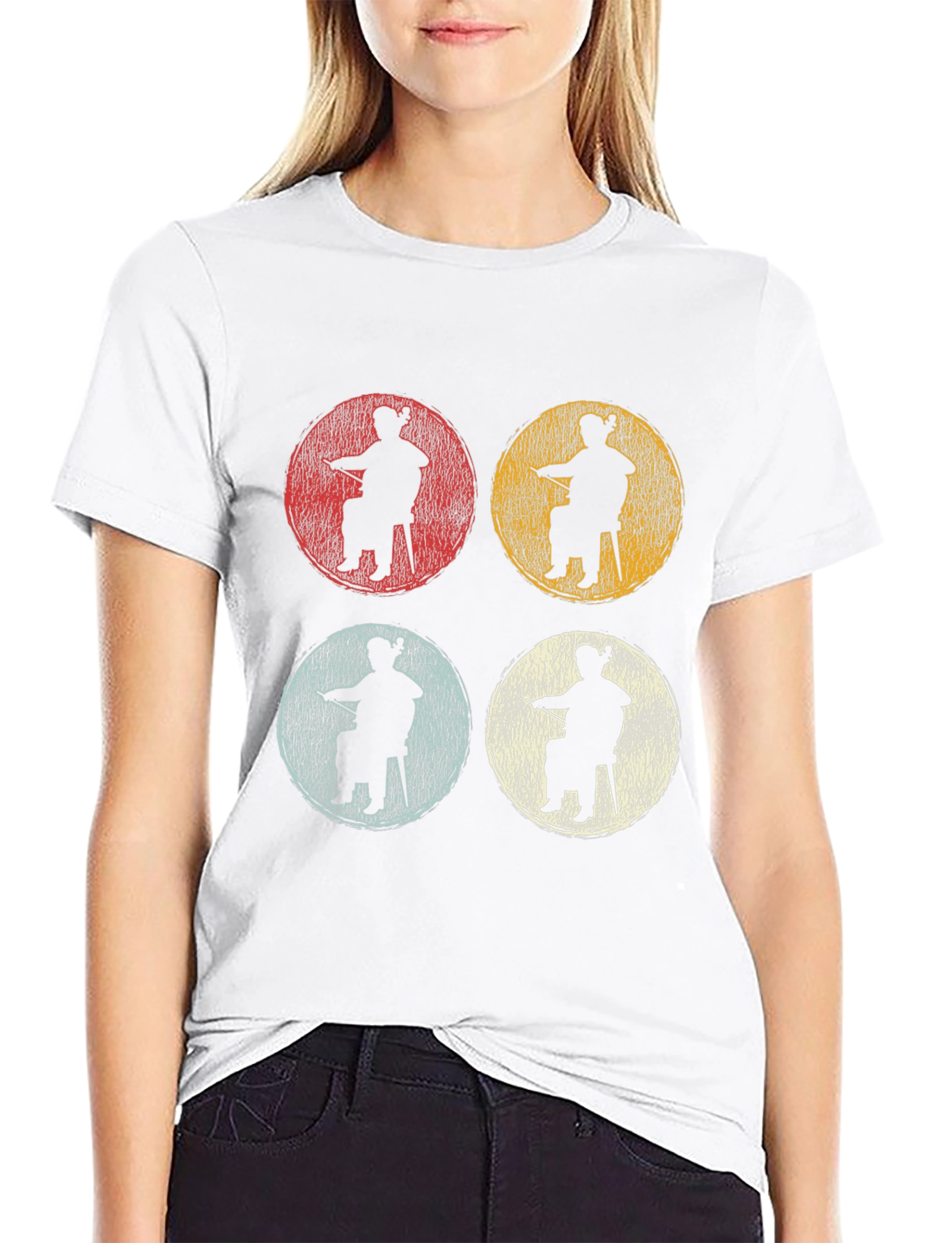 Retro Cello Player Graphic Tee - Black