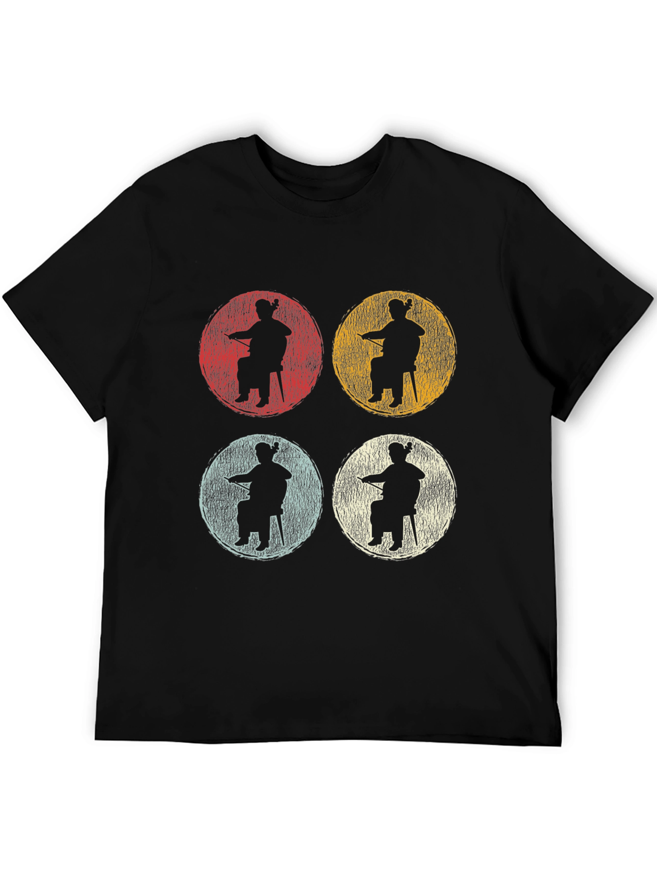 Retro Cello Player Graphic Tee - Black