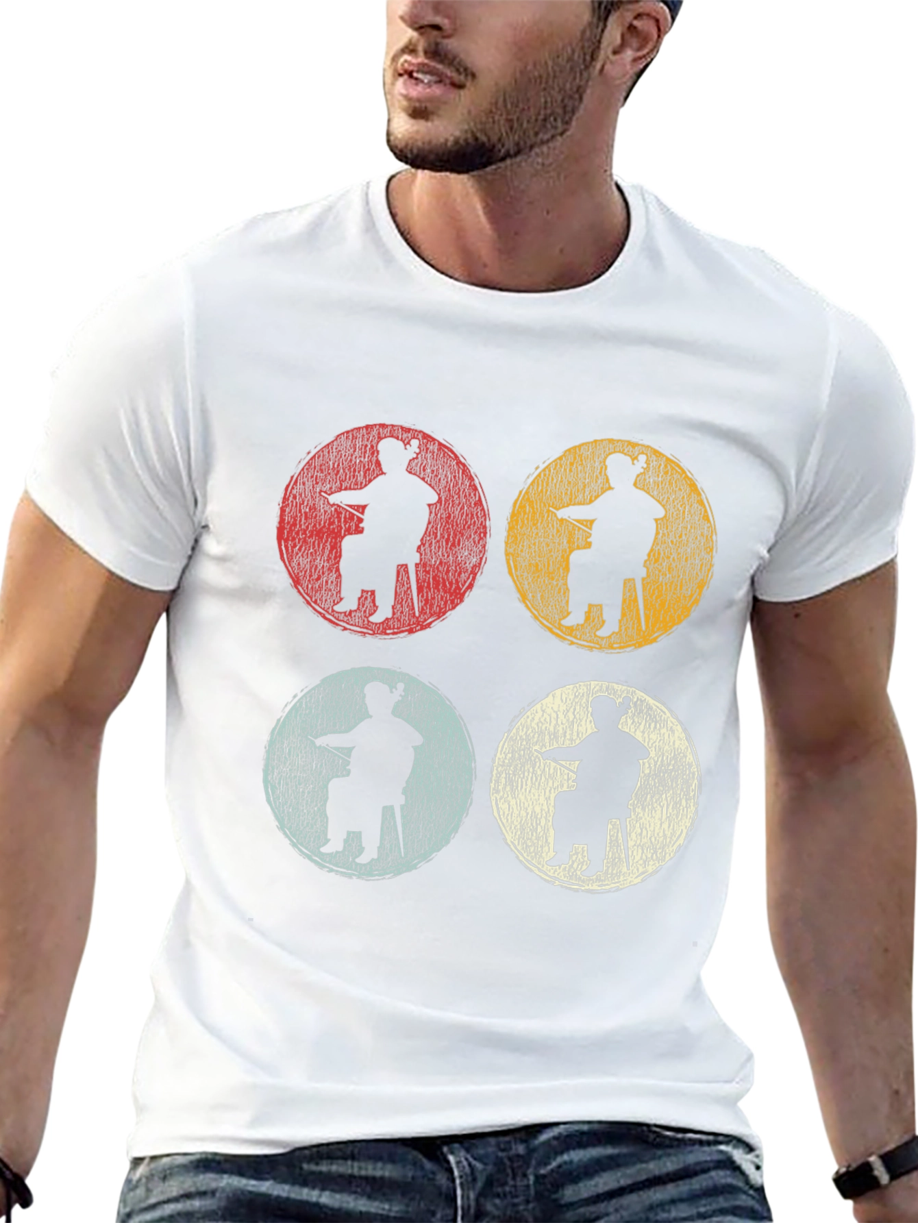 Retro Cello Player Graphic Tee - Black