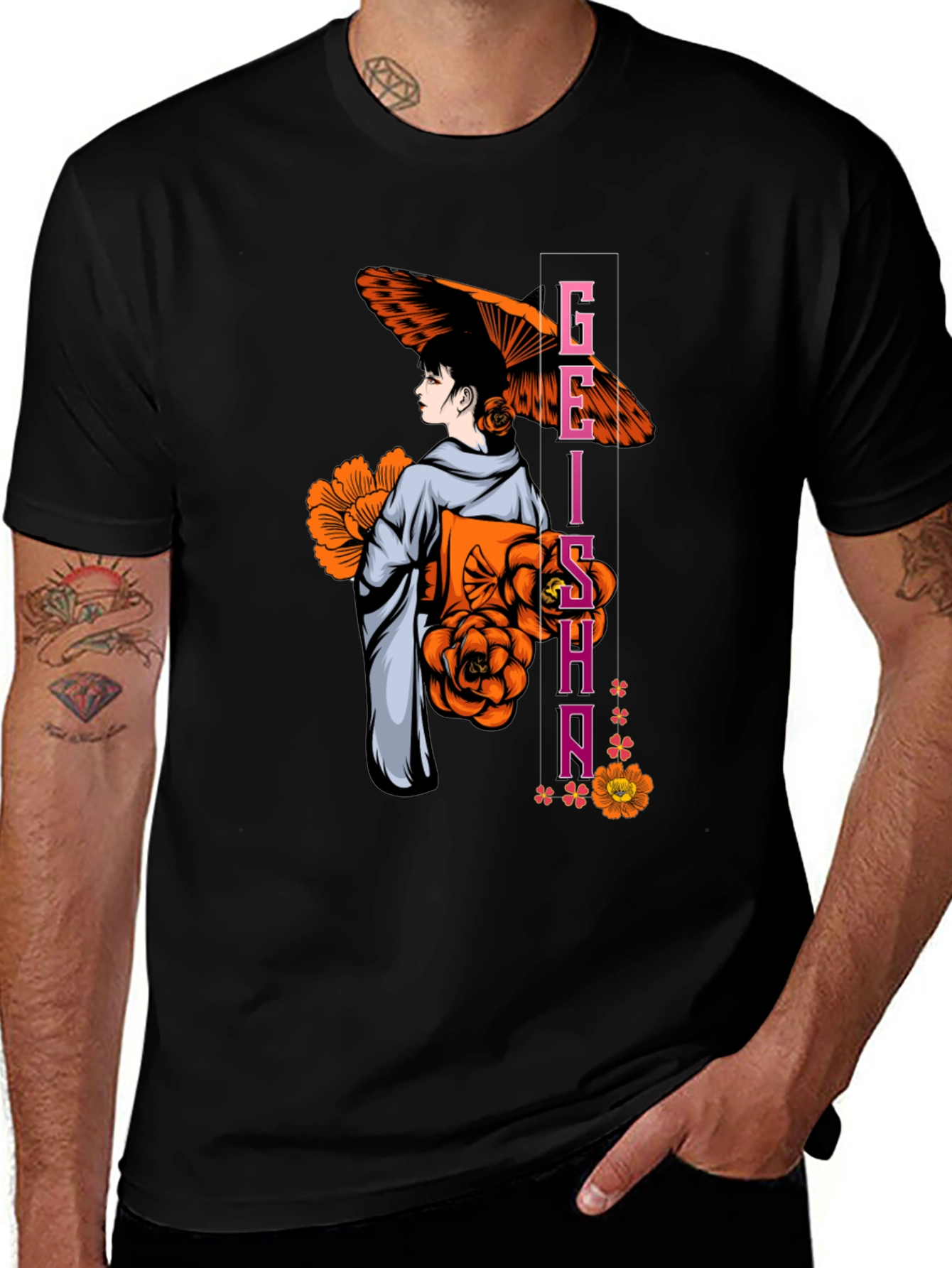 Geisha Graphic T-Shirt - Black