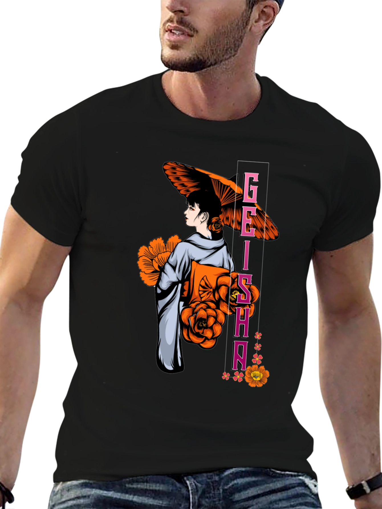 Geisha Graphic T-Shirt - Black