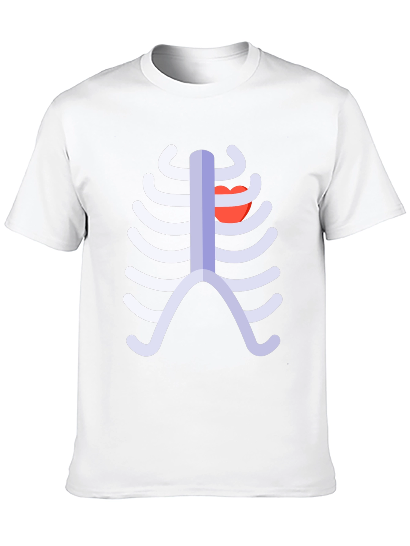 Skeleton Rib Cage Heart Graphic Tee - Black