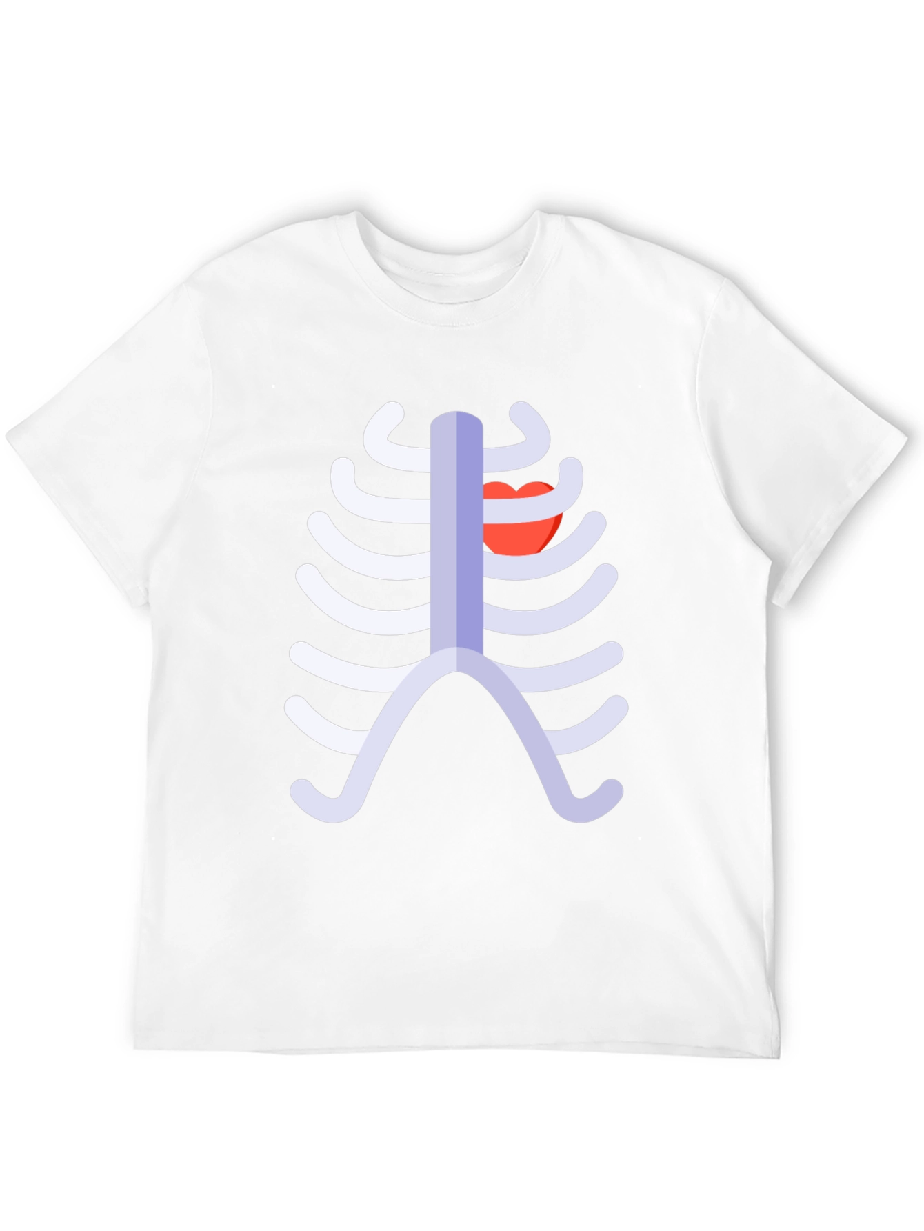 Skeleton Rib Cage Heart Graphic Tee - Black