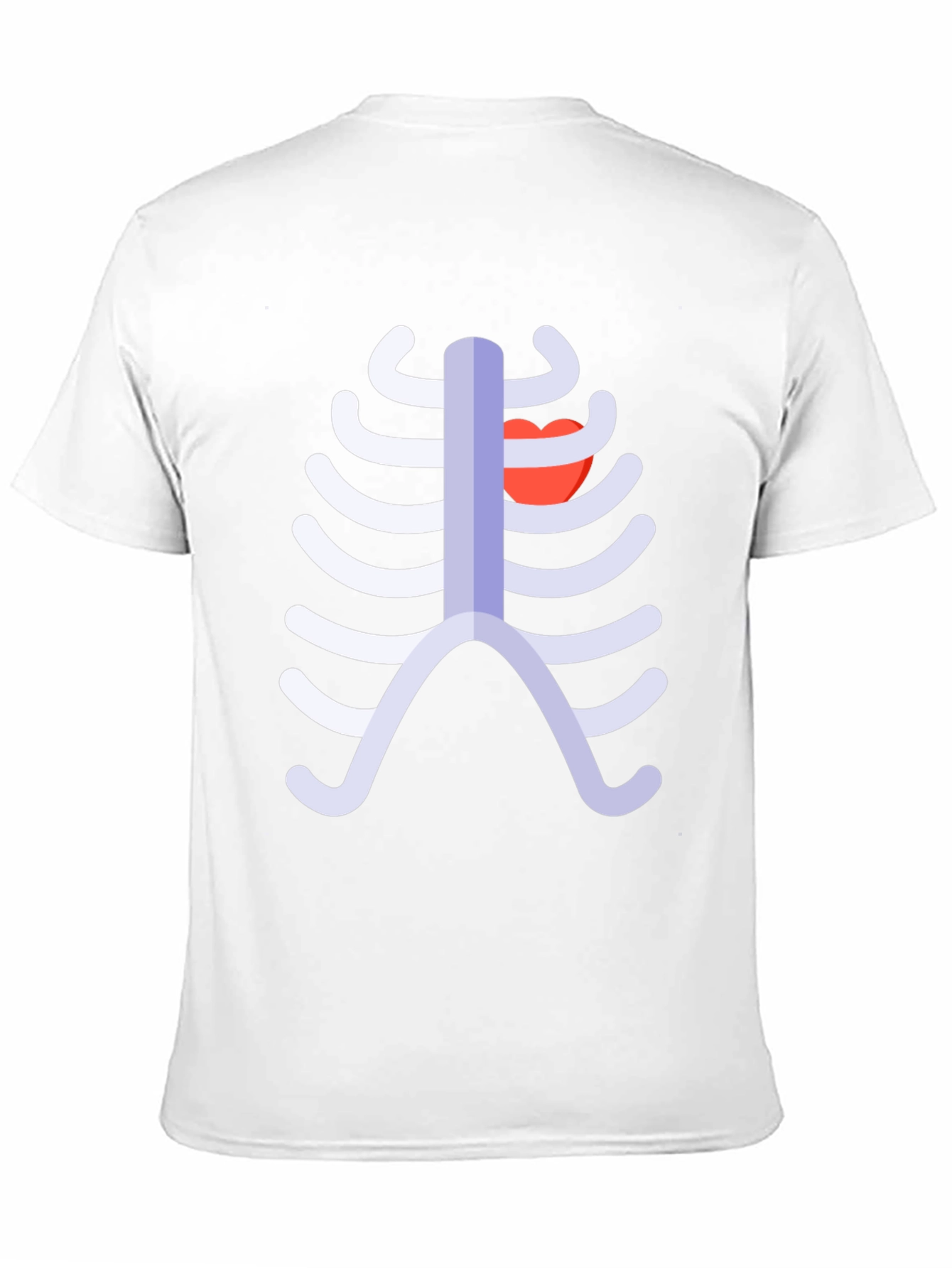 Skeleton Rib Cage Heart Graphic Tee - Black