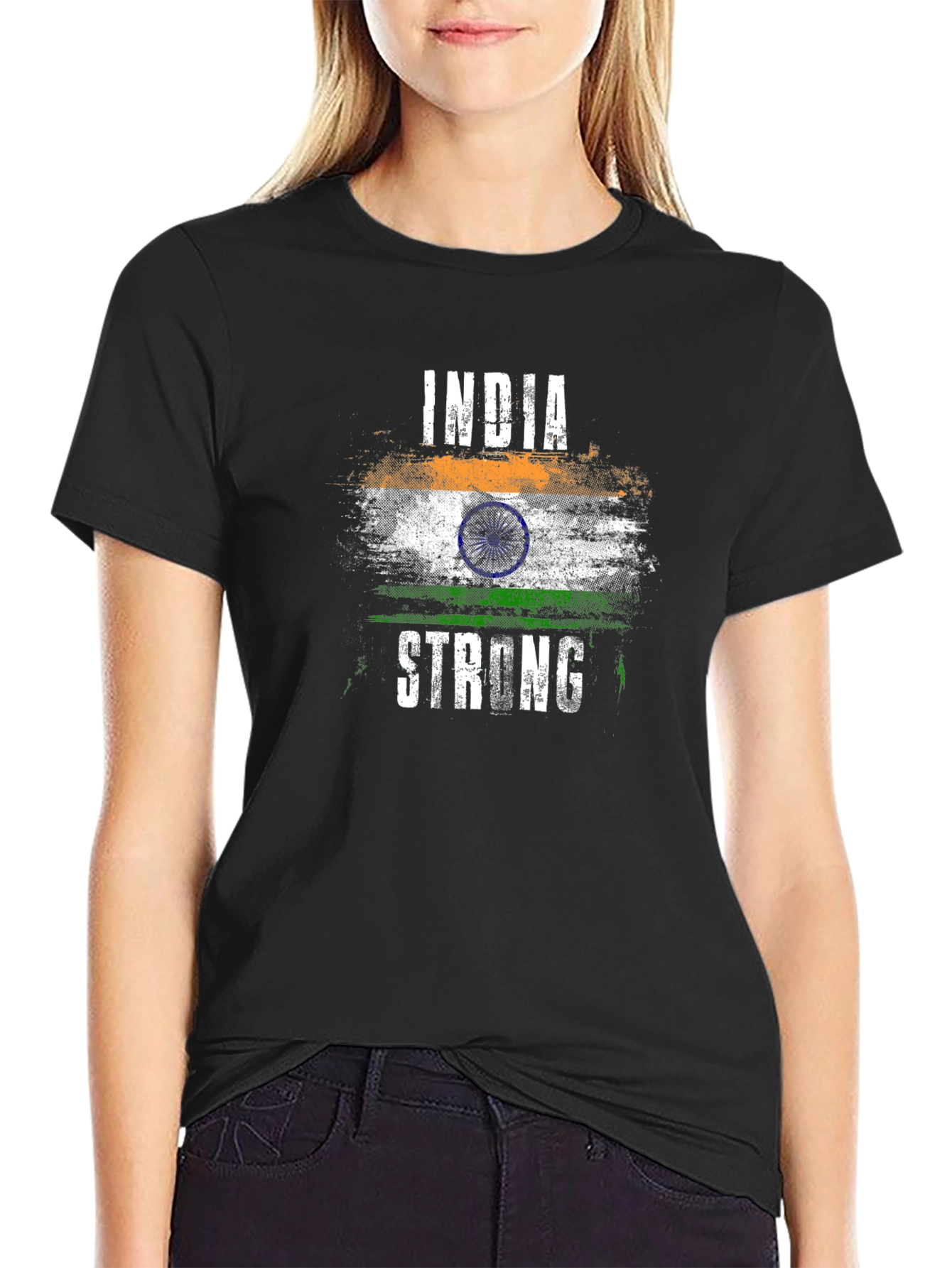 India Strong Flag T-Shirt - Patriotic Graphic Tee