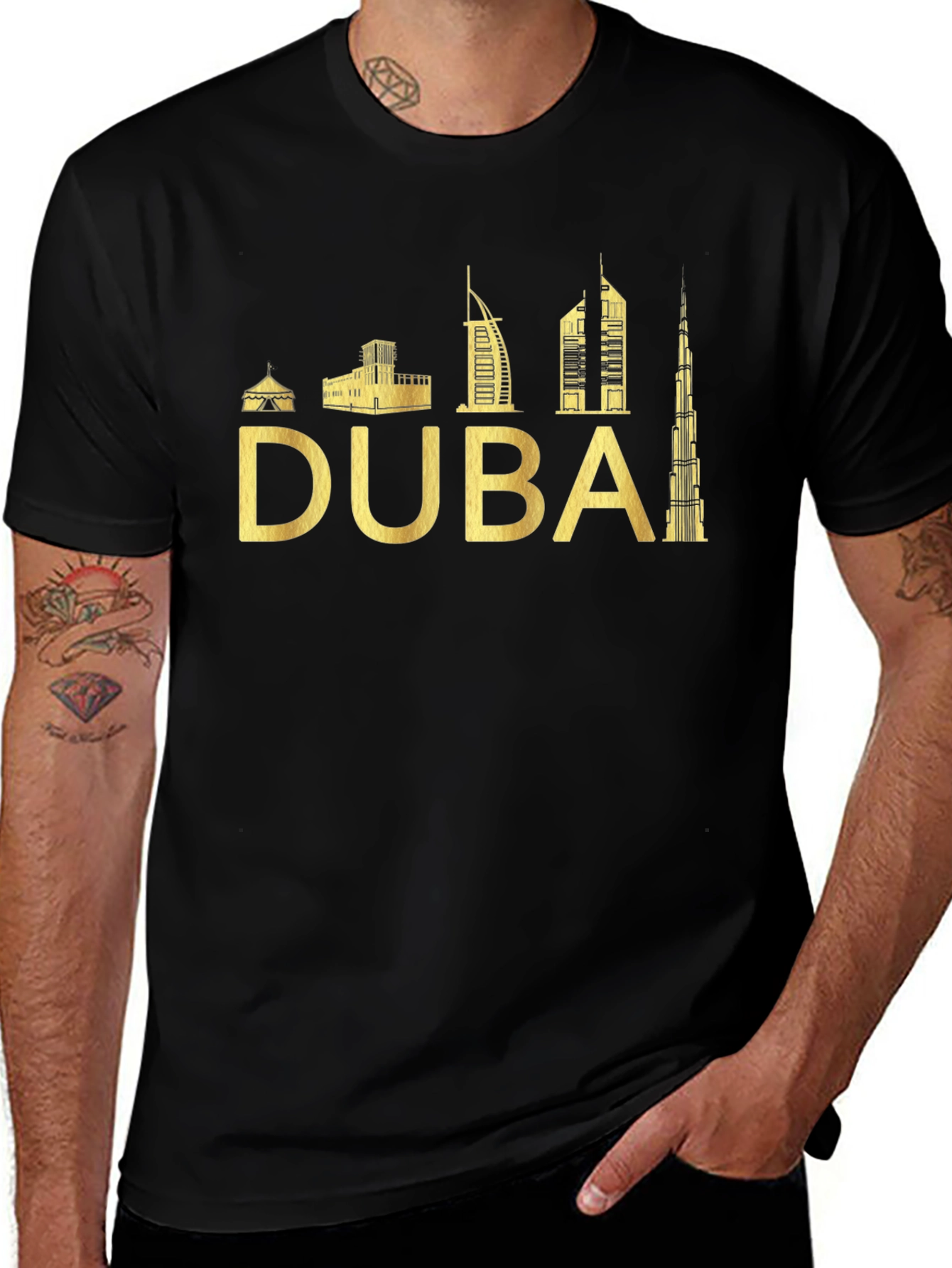 Dubai Skyline T-Shirt - Black Tee