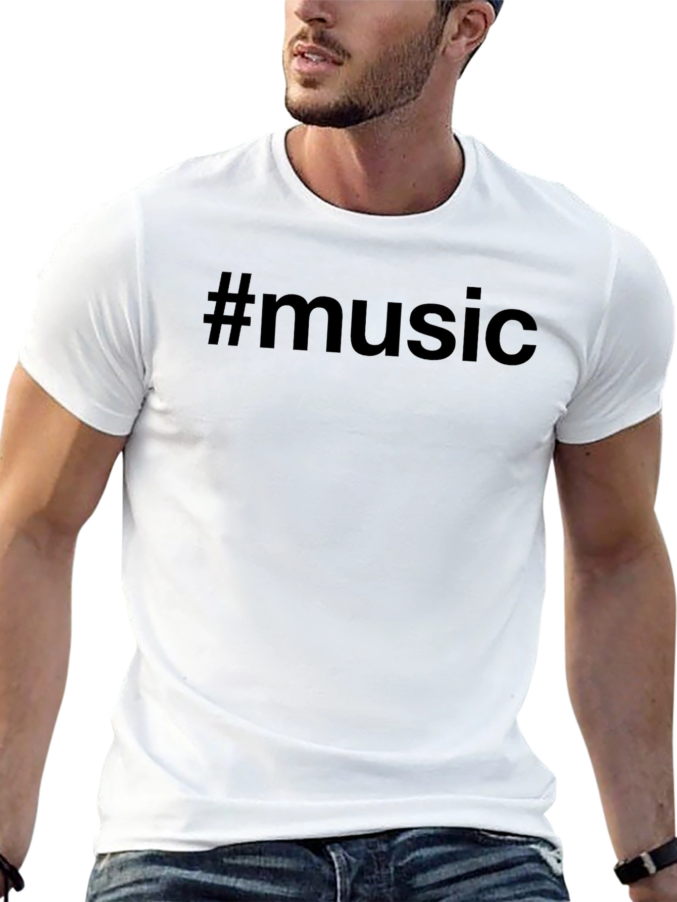 #Music Black T-Shirt - Trendy Casual Wear