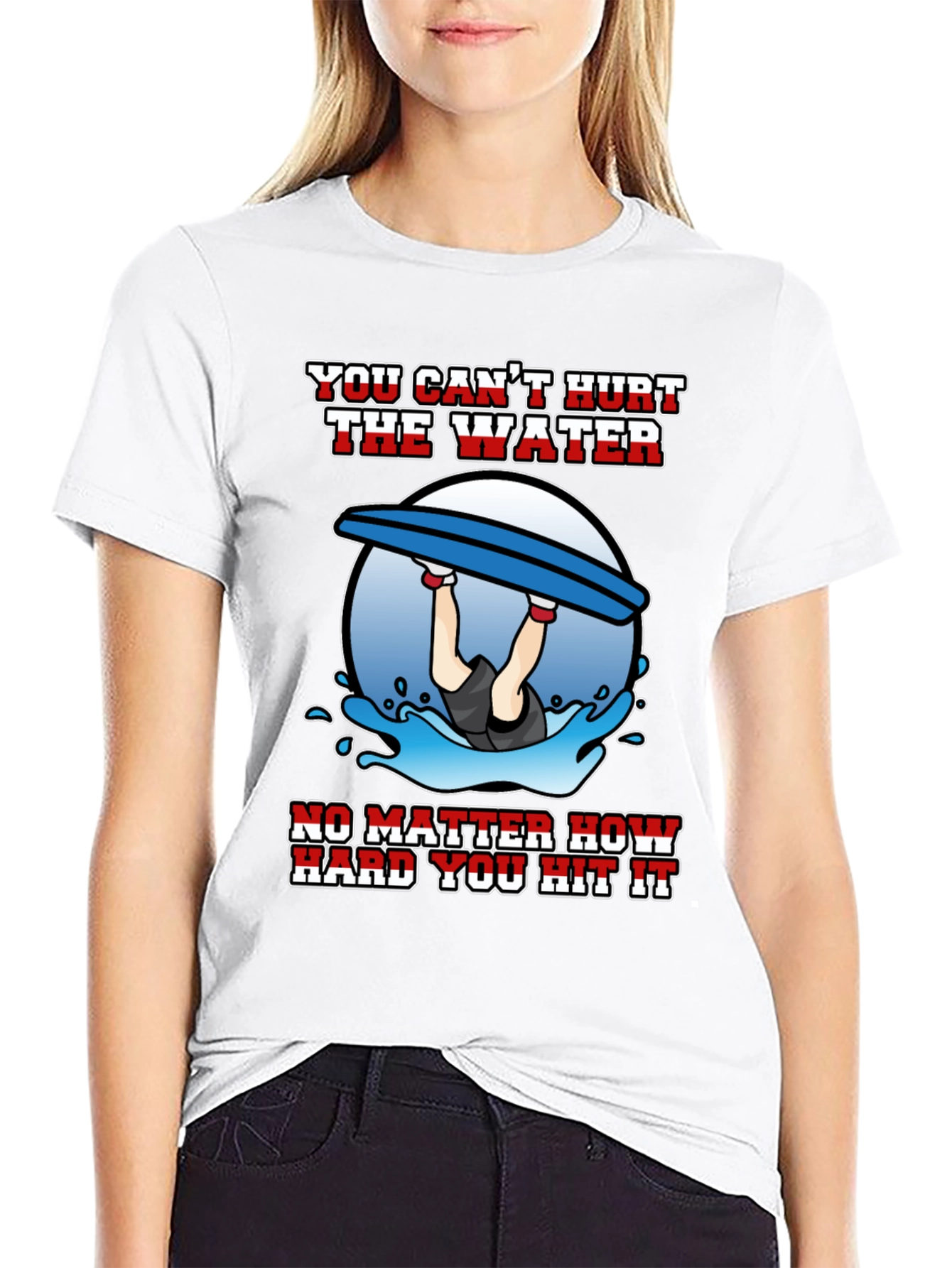 Funny Wakeboarding T-Shirt - Cant Hurt the Water Tee