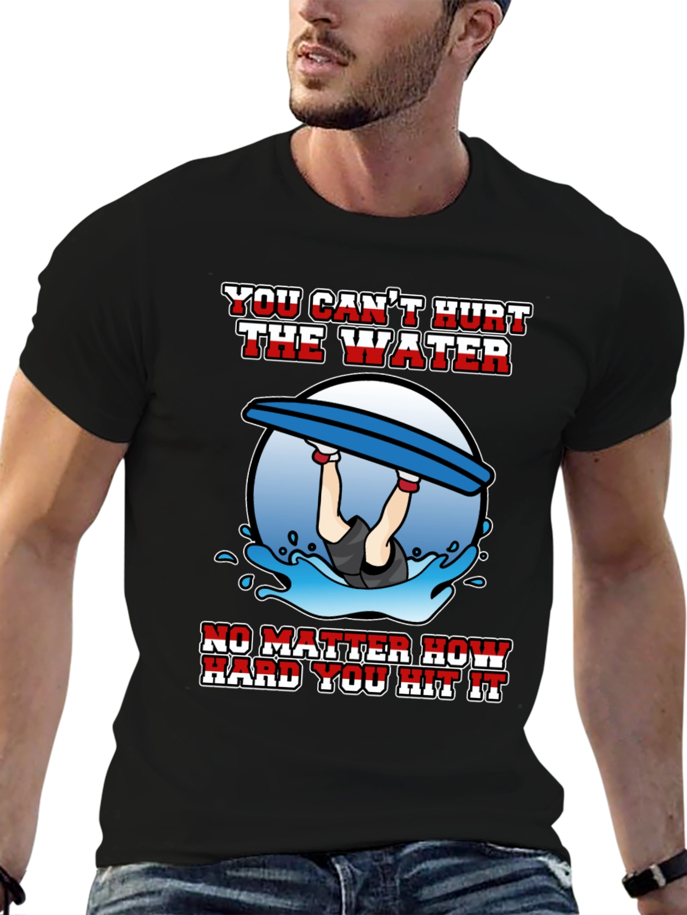 Funny Wakeboarding T-Shirt - Cant Hurt the Water Tee