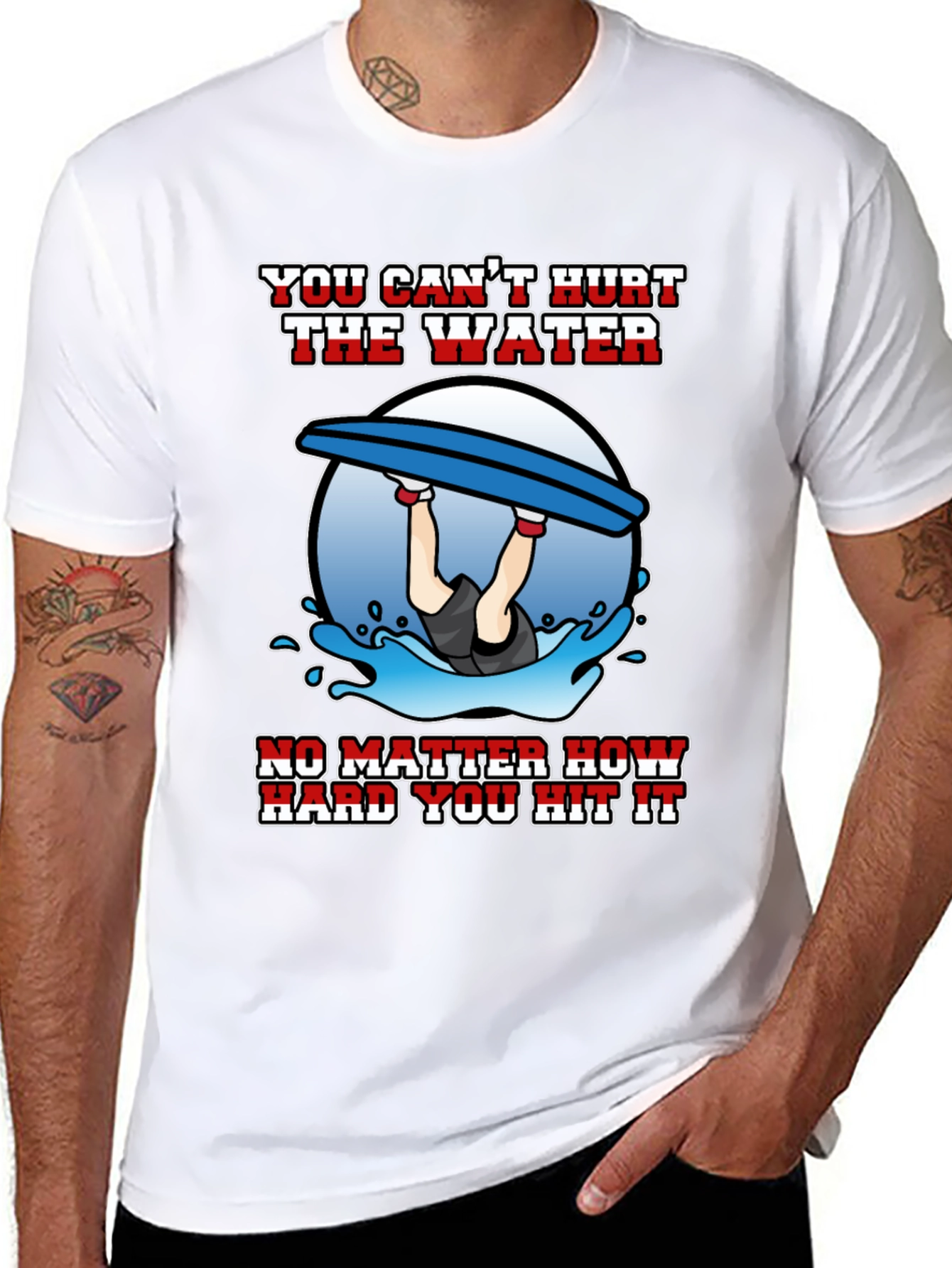 Funny Wakeboarding T-Shirt - Cant Hurt the Water Tee
