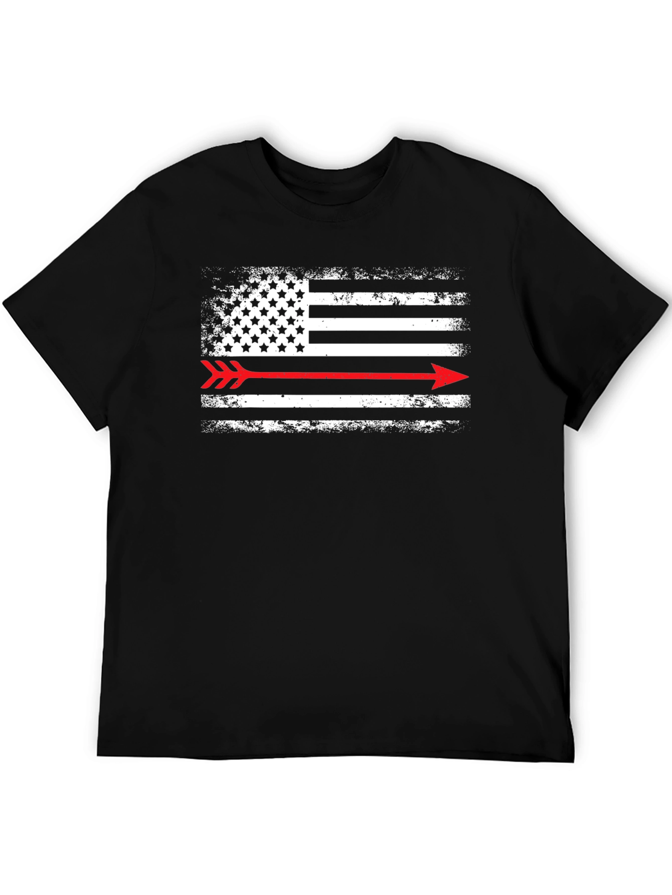 American Flag Arrow T-Shirt - Distressed Black Graphic Tee