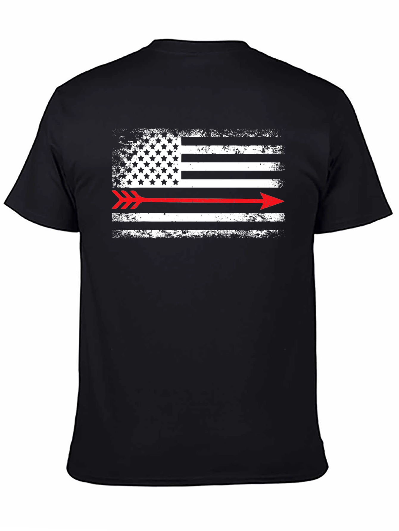 American Flag Arrow T-Shirt - Distressed Black Graphic Tee