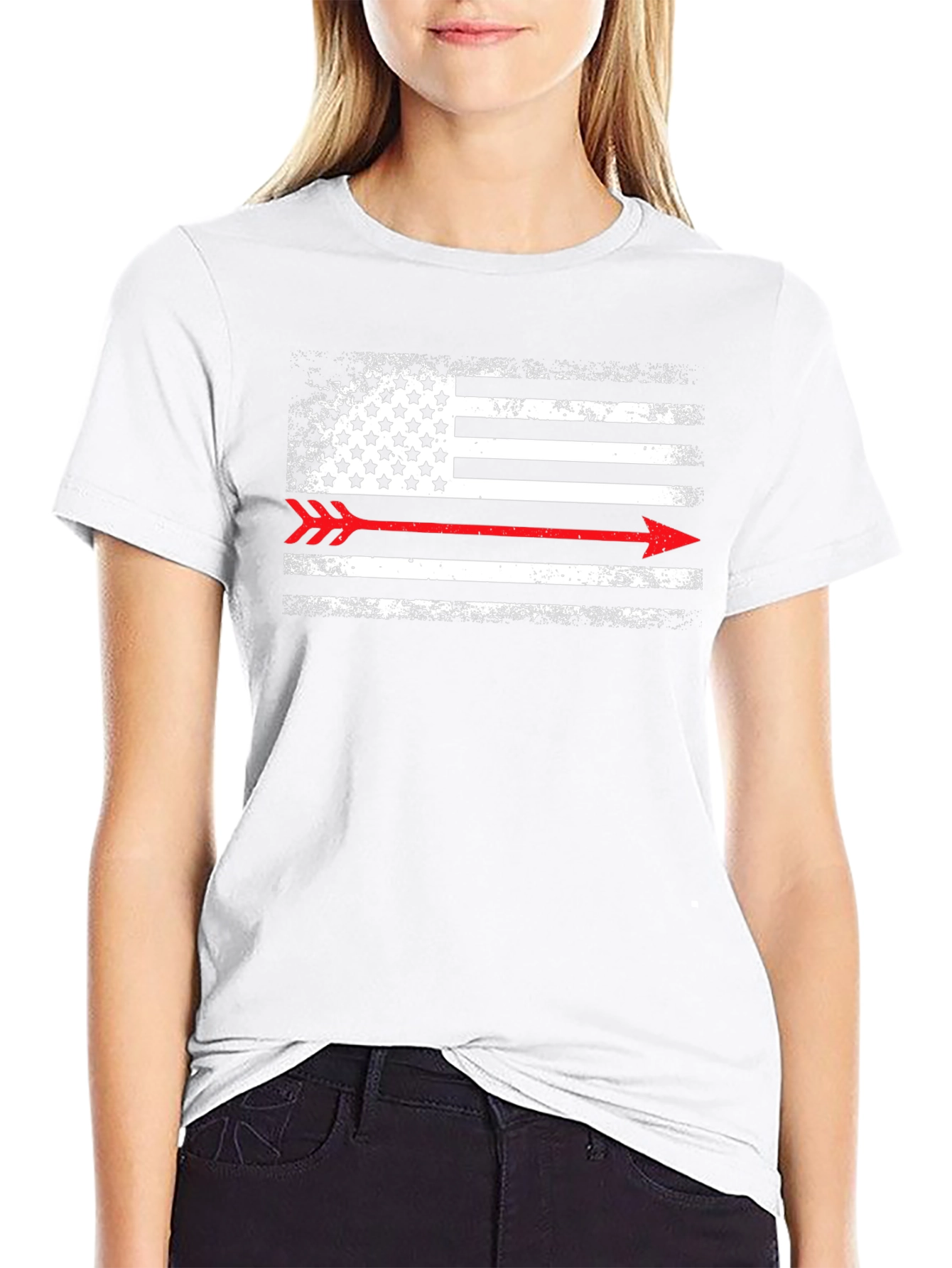 American Flag Arrow T-Shirt - Distressed Black Graphic Tee