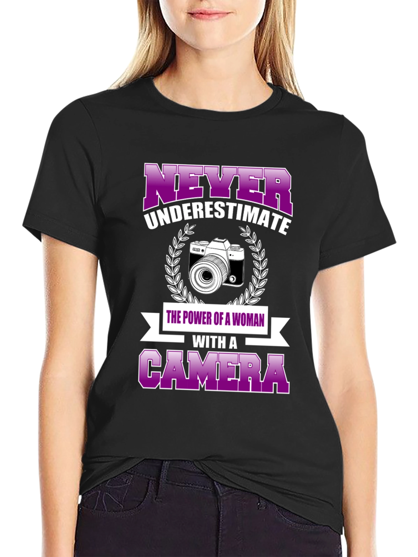 Never Underestimate Woman with Camera T-Shirt