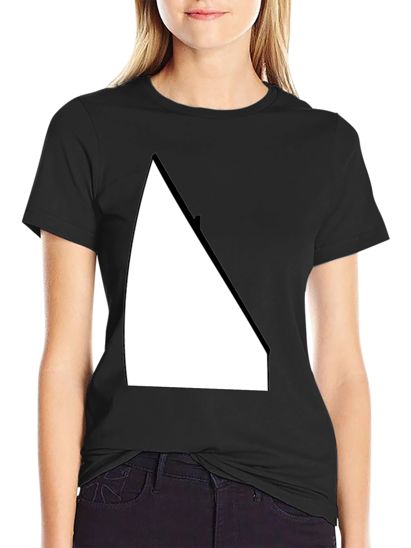 Modern Geometric Graphic Tee - Casual Black T-Shirt