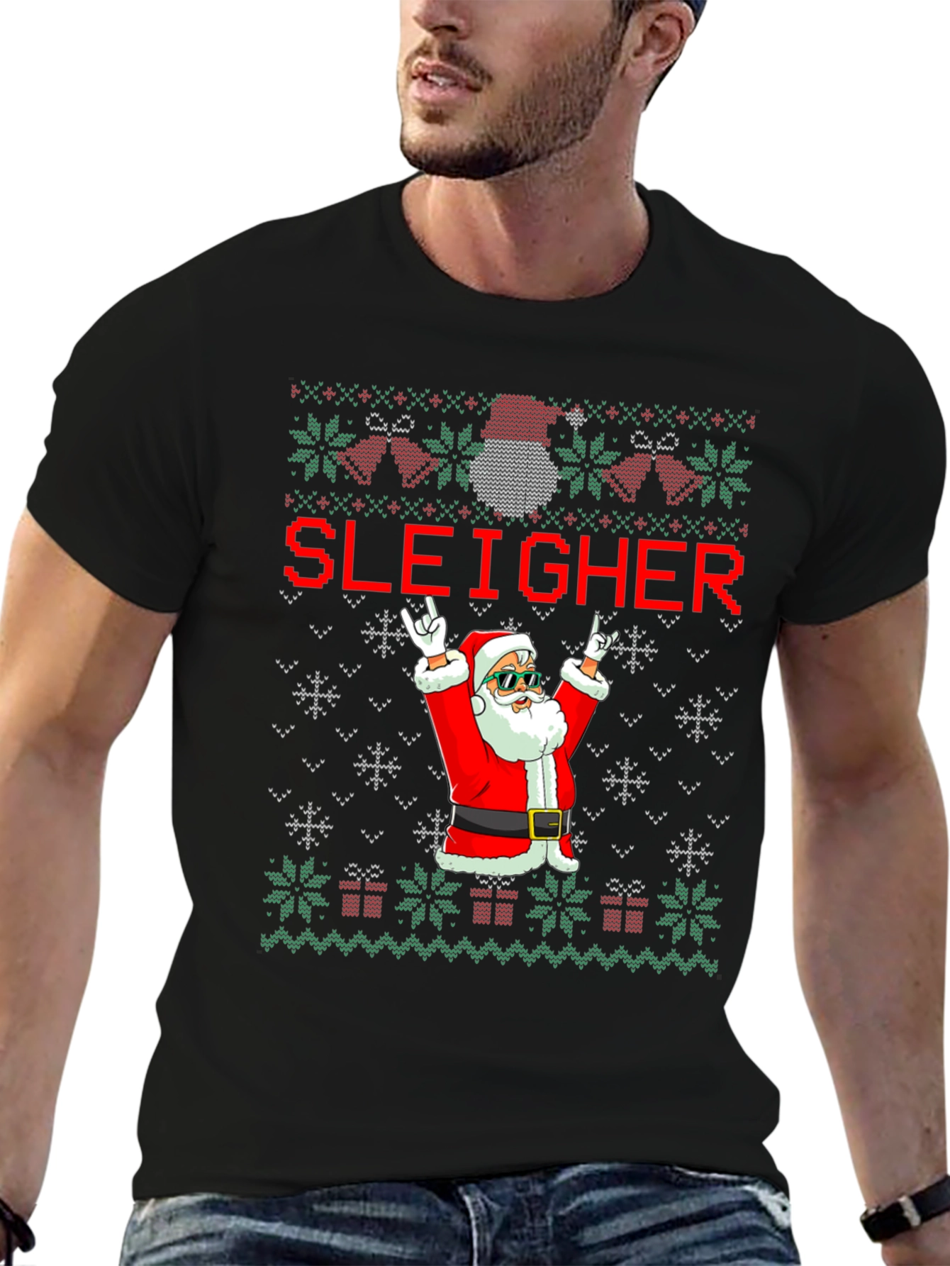 Sleigher Santa Ugly Christmas T-Shirt