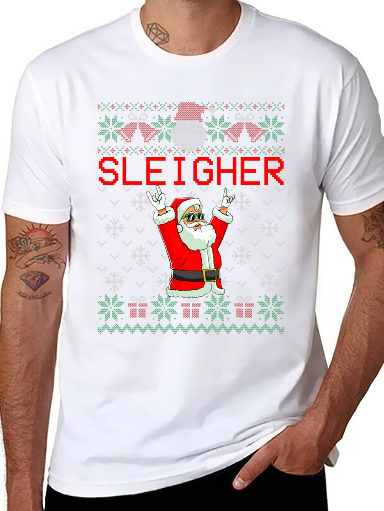 Sleigher Santa Ugly Christmas T-Shirt
