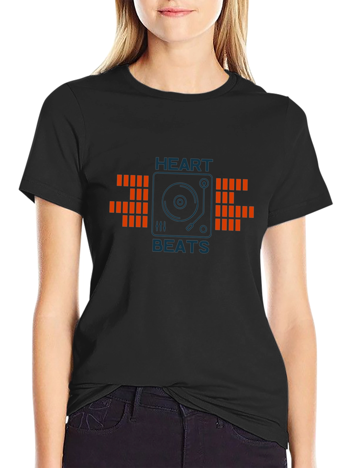 Heart Beats Turntable Graphic Tee - Stylish Casual Wear