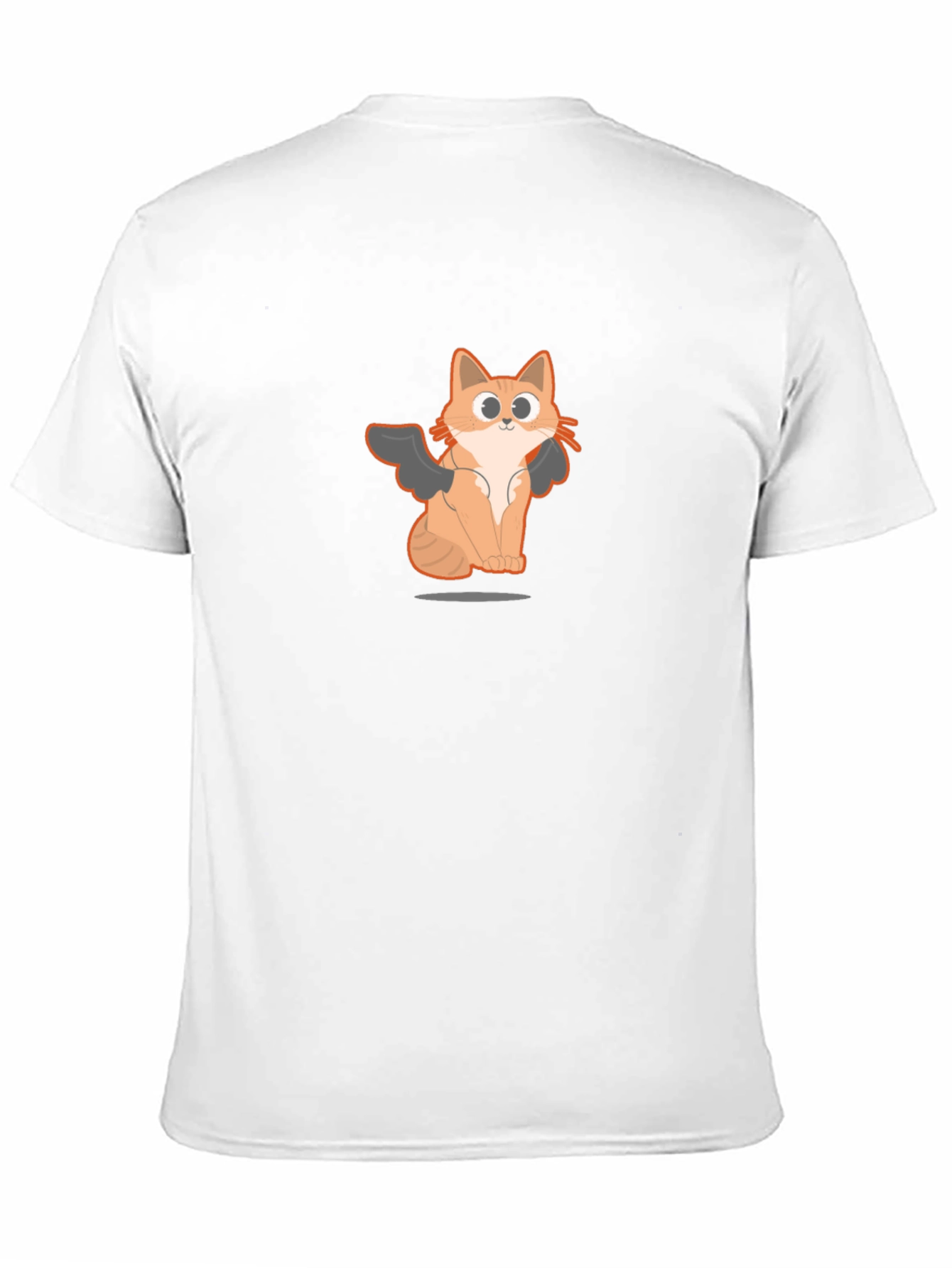Black T-Shirt with Angel Cat Graphic