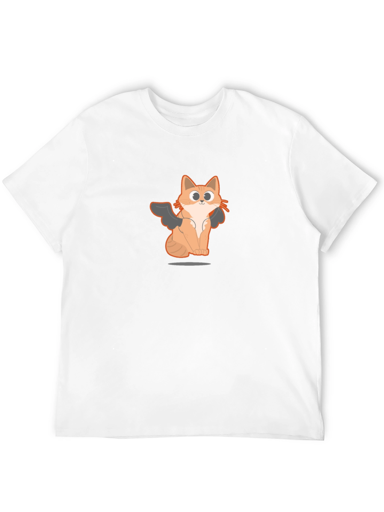Black T-Shirt with Angel Cat Graphic