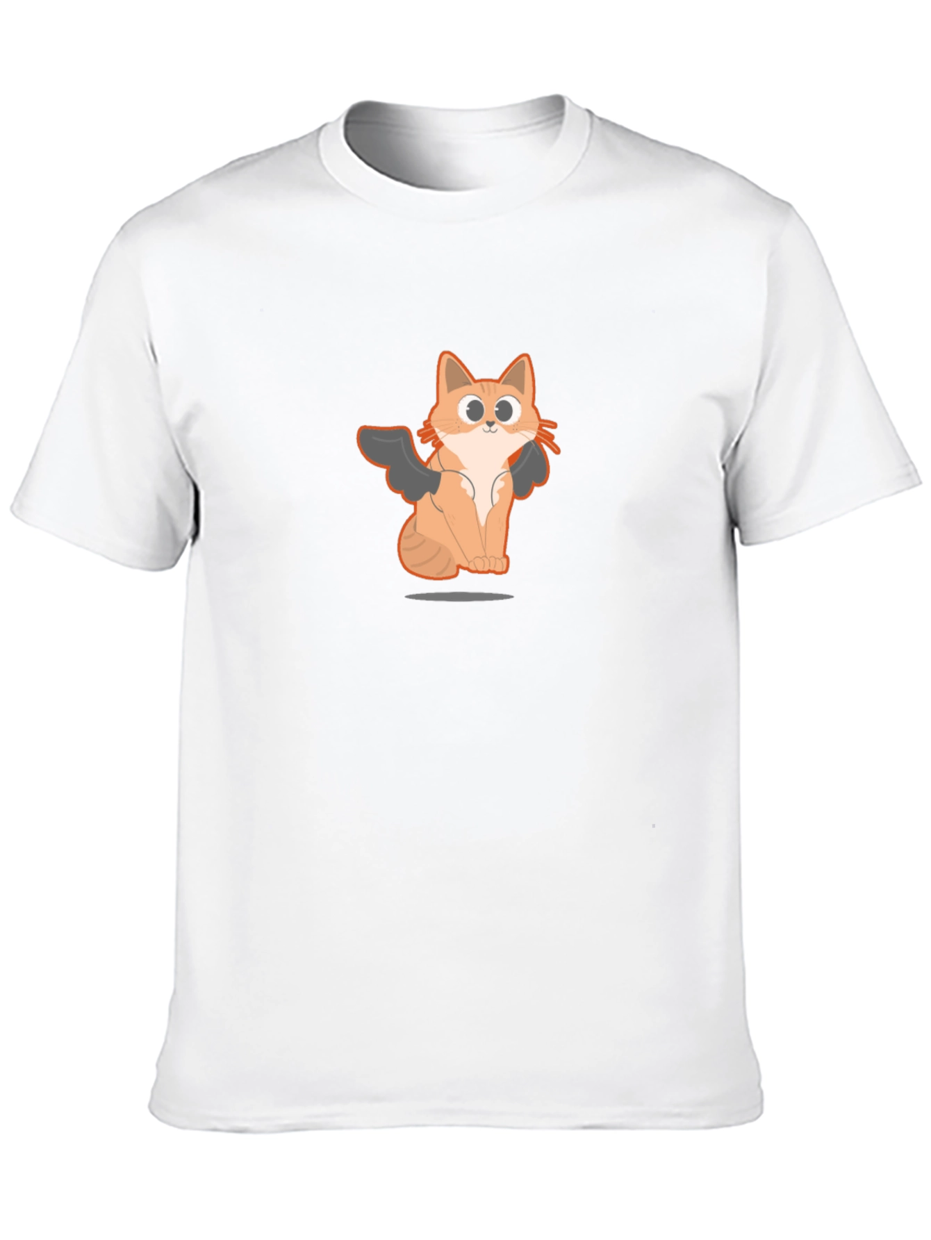 Black T-Shirt with Angel Cat Graphic