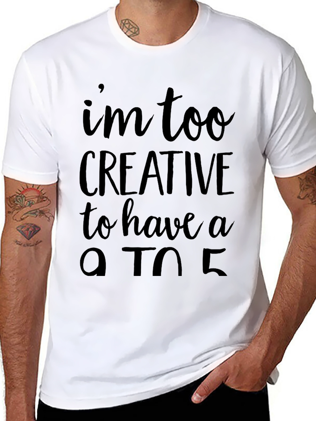 Creative 9 to 5 Graphic Tee - Black