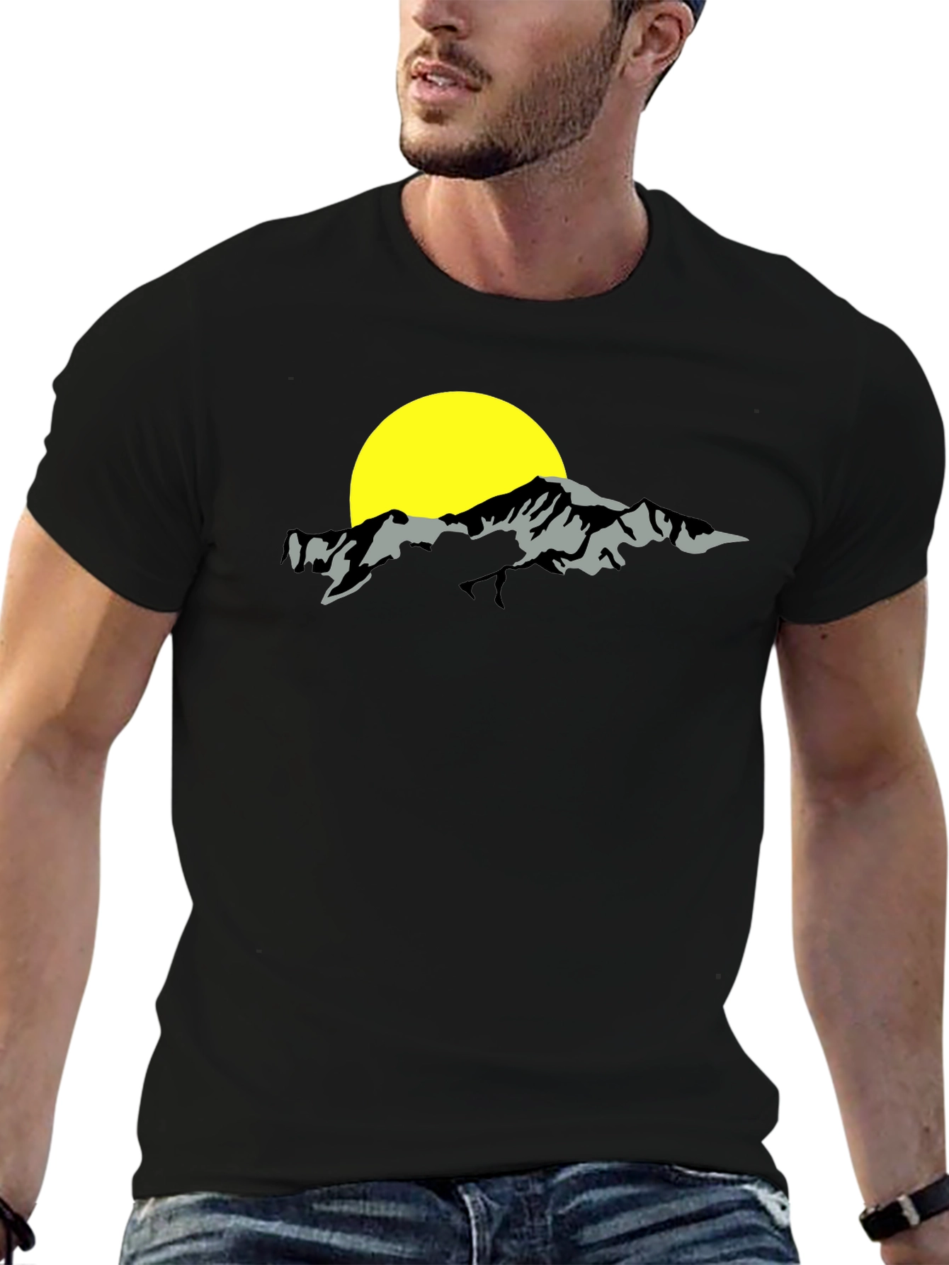 Mountain & Sun Graphic Black T-Shirt