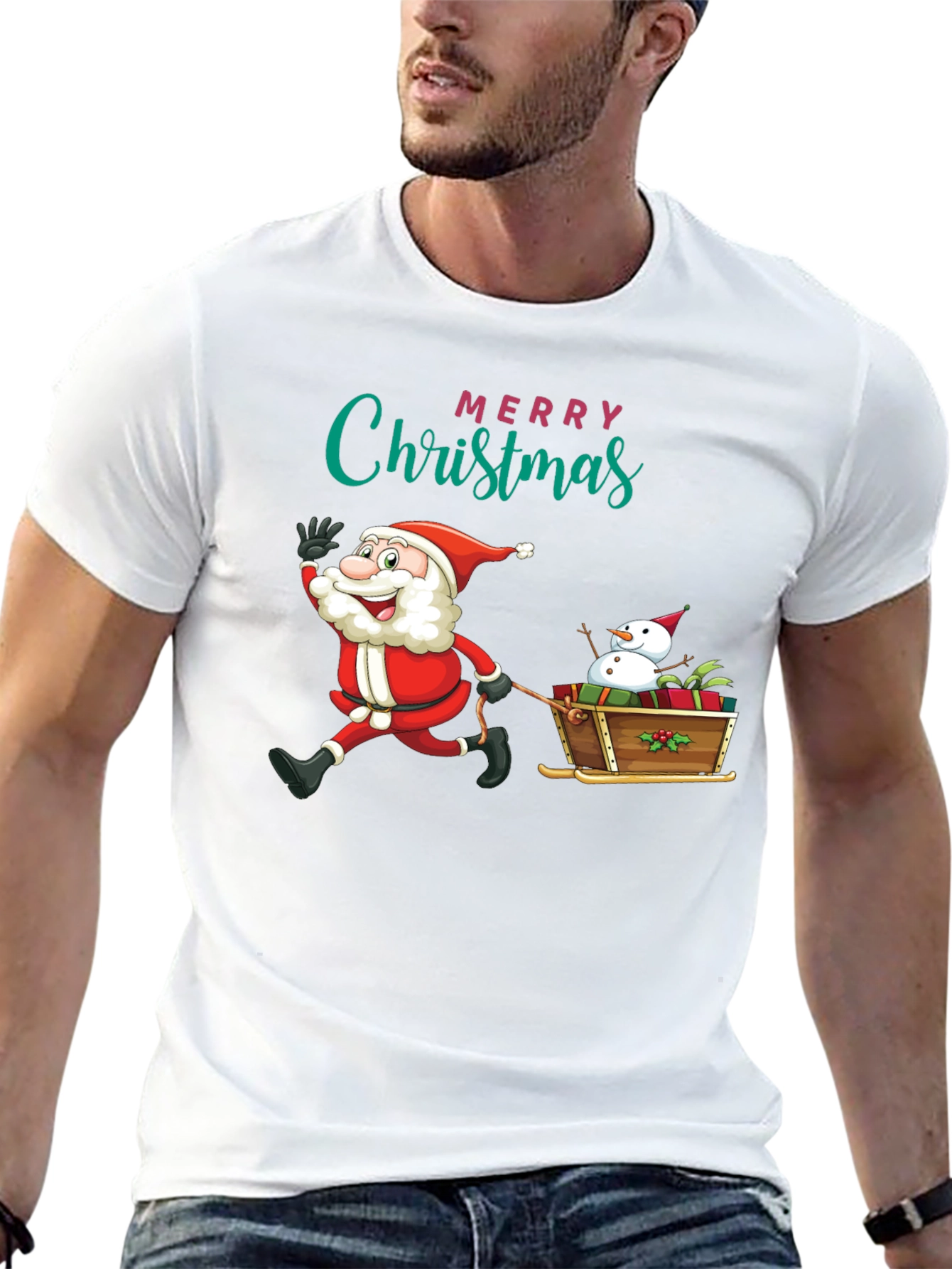 Festive Santa & Snowman Christmas T-Shirt