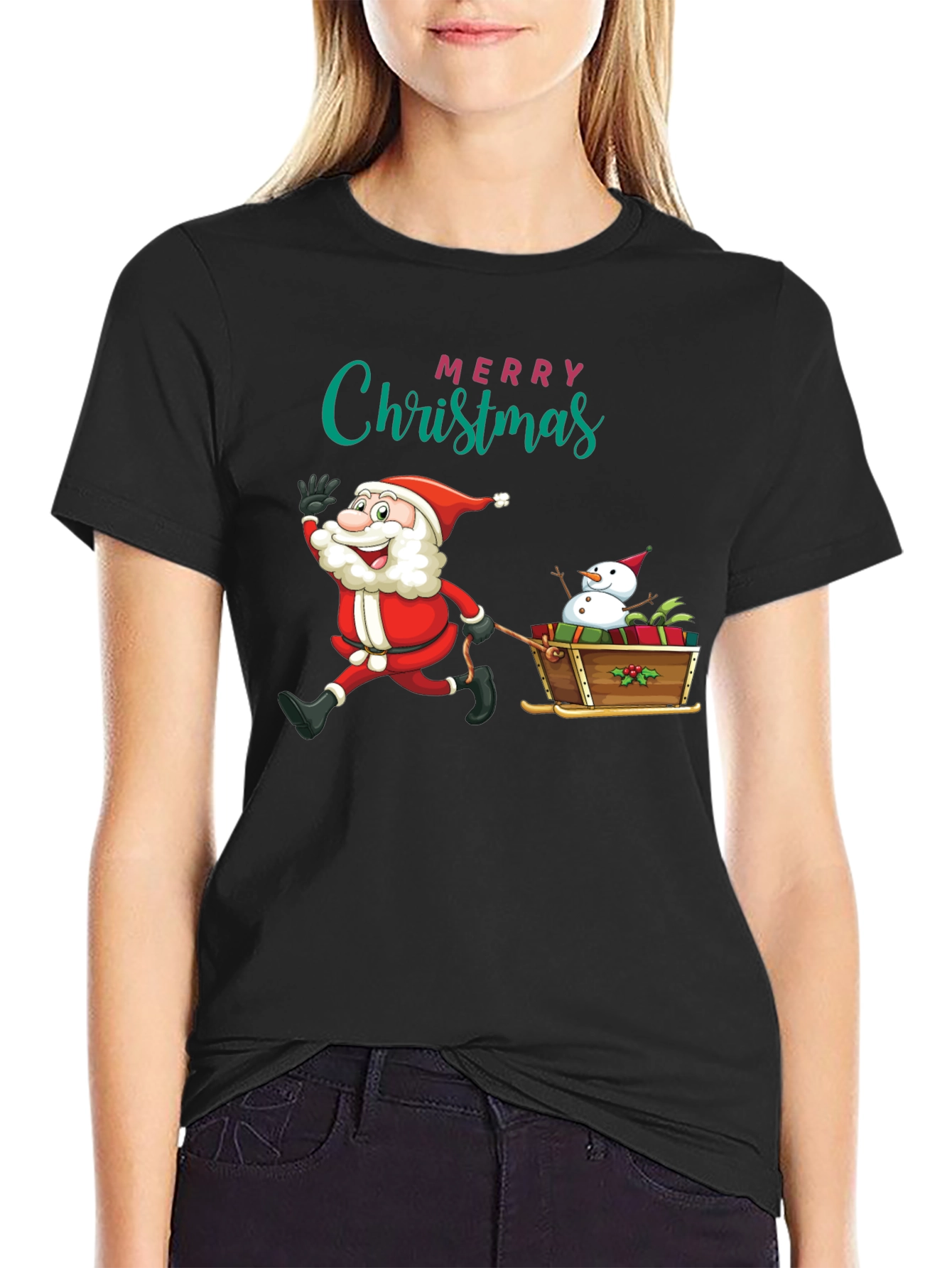 Festive Santa & Snowman Christmas T-Shirt
