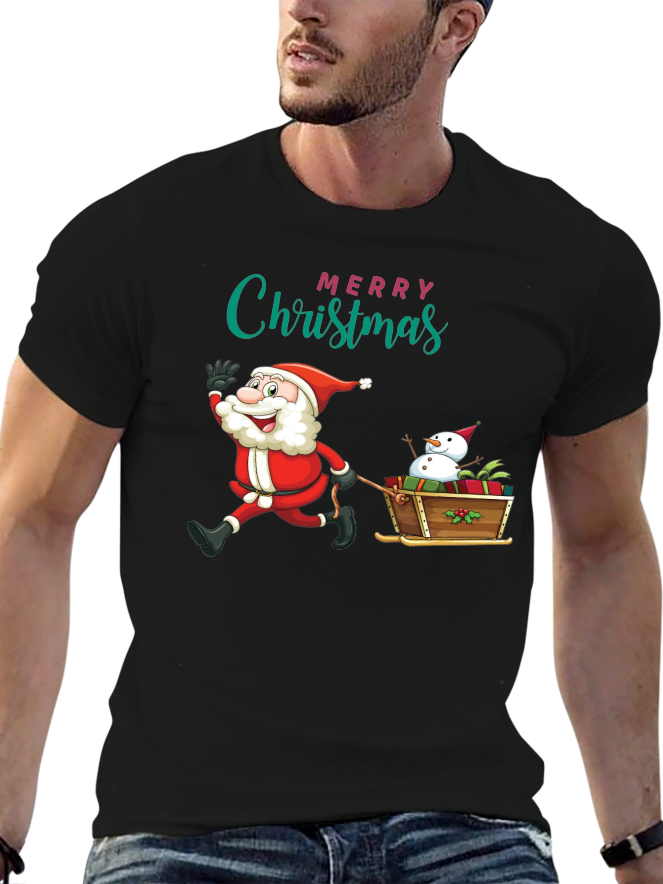 Festive Santa & Snowman Christmas T-Shirt