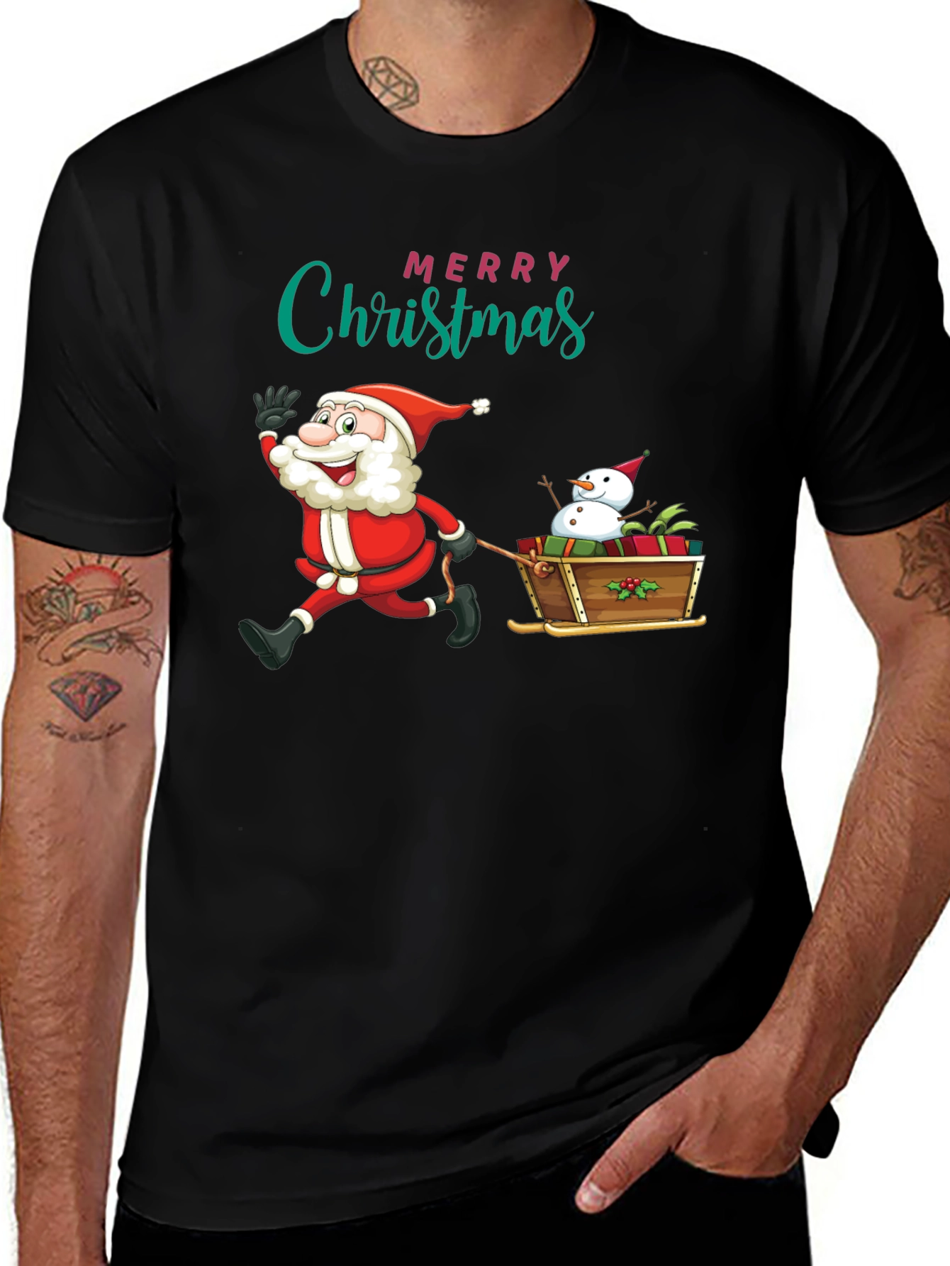 Festive Santa & Snowman Christmas T-Shirt