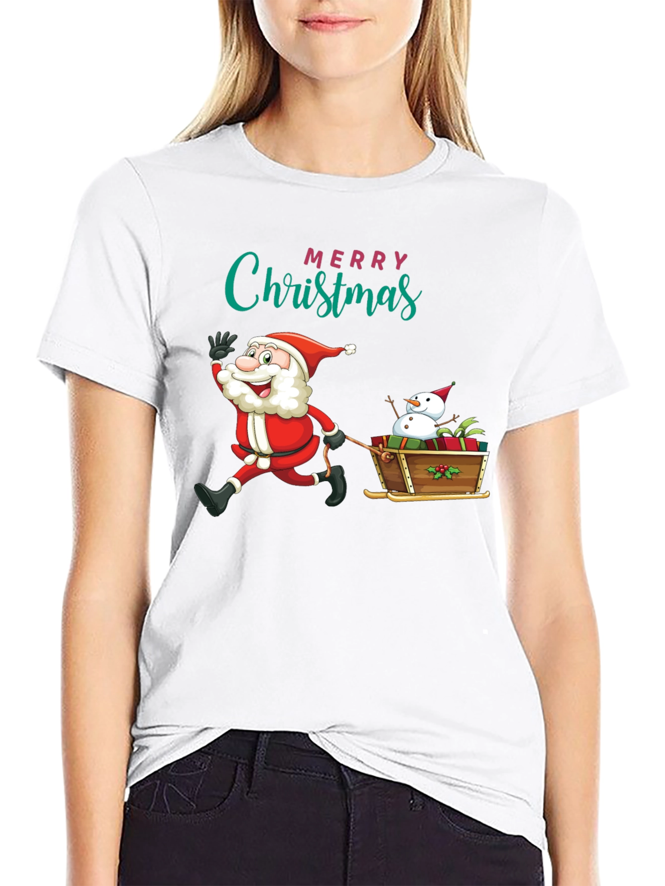 Festive Santa & Snowman Christmas T-Shirt