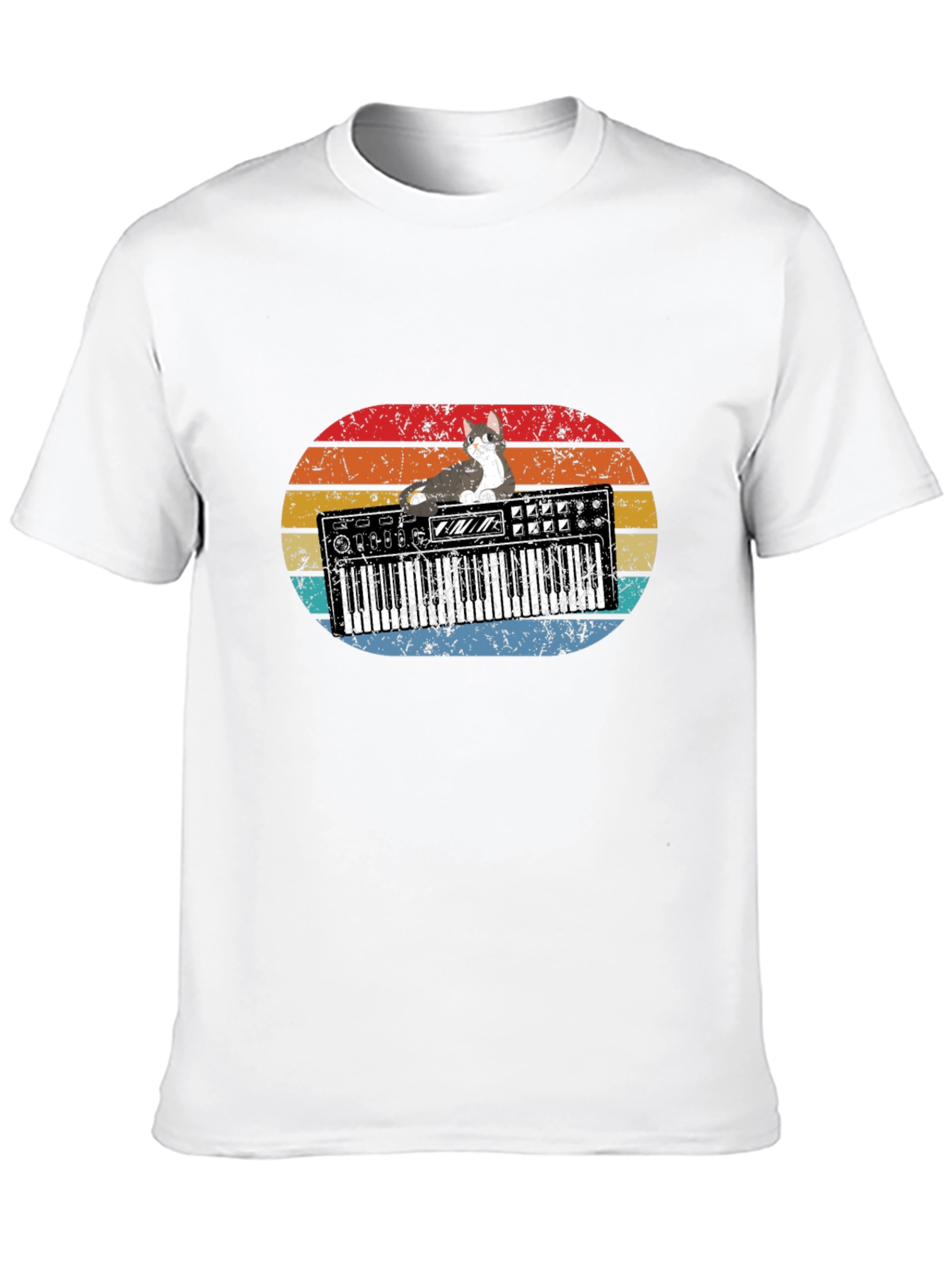 Retro Cat Keyboardist T-Shirt