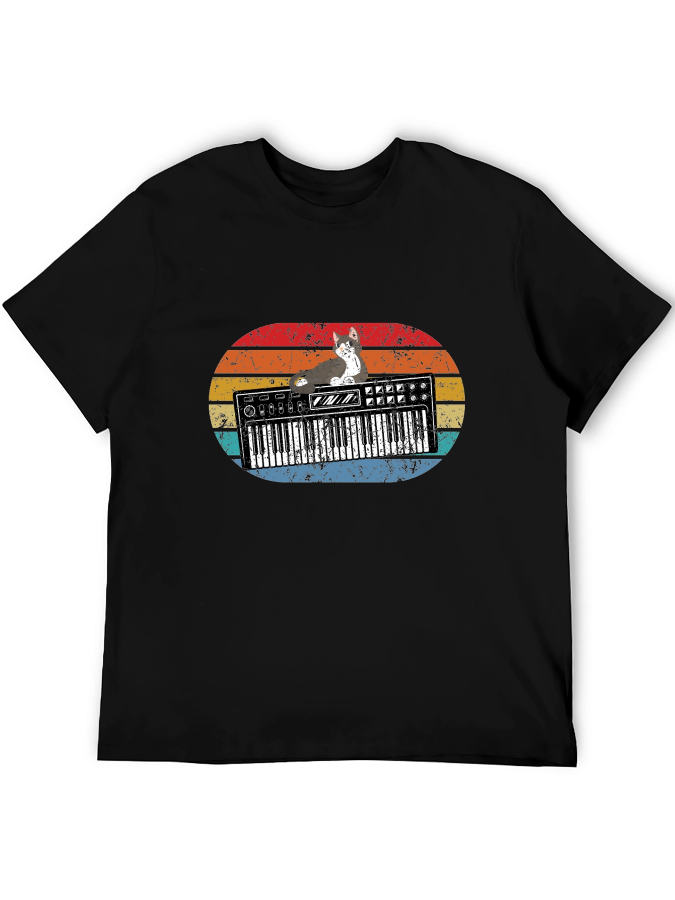 Retro Cat Keyboardist T-Shirt