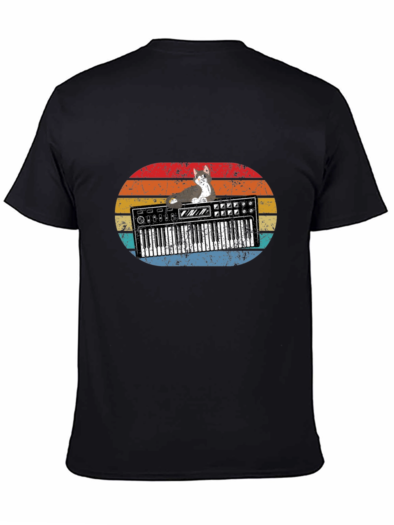 Retro Cat Keyboardist T-Shirt