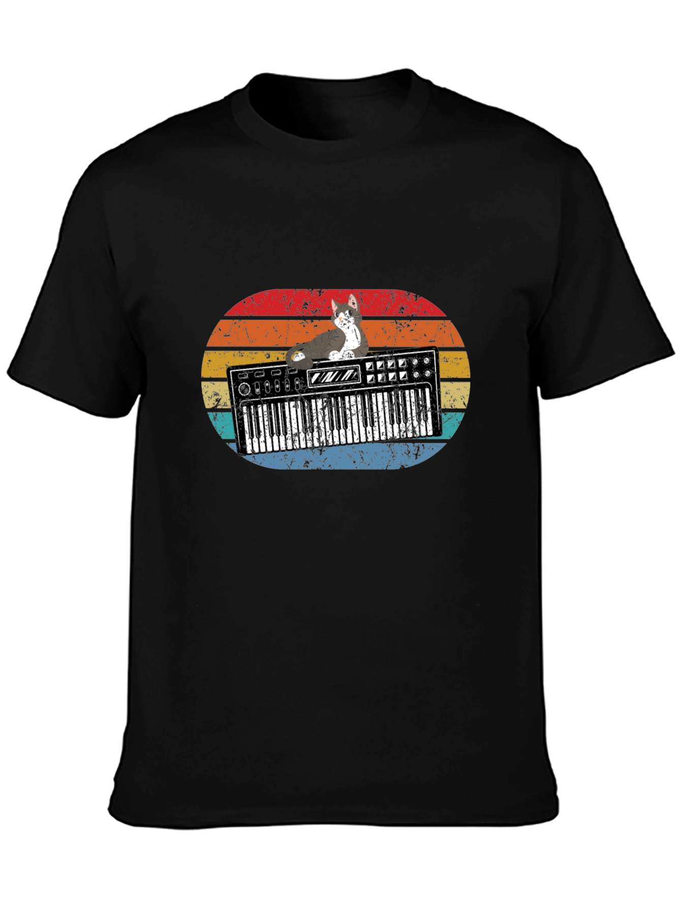 Retro Cat Keyboardist T-Shirt