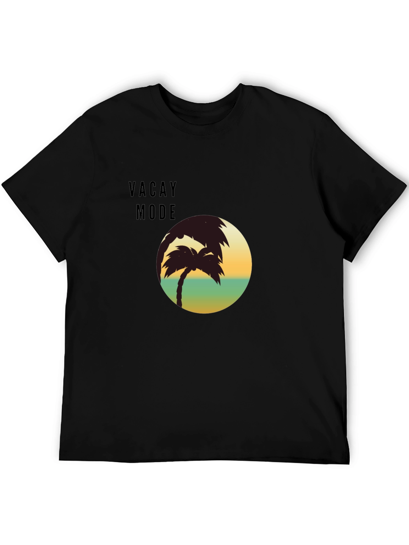 Vacay Mode Palm Tree Graphic T-Shirt - Black