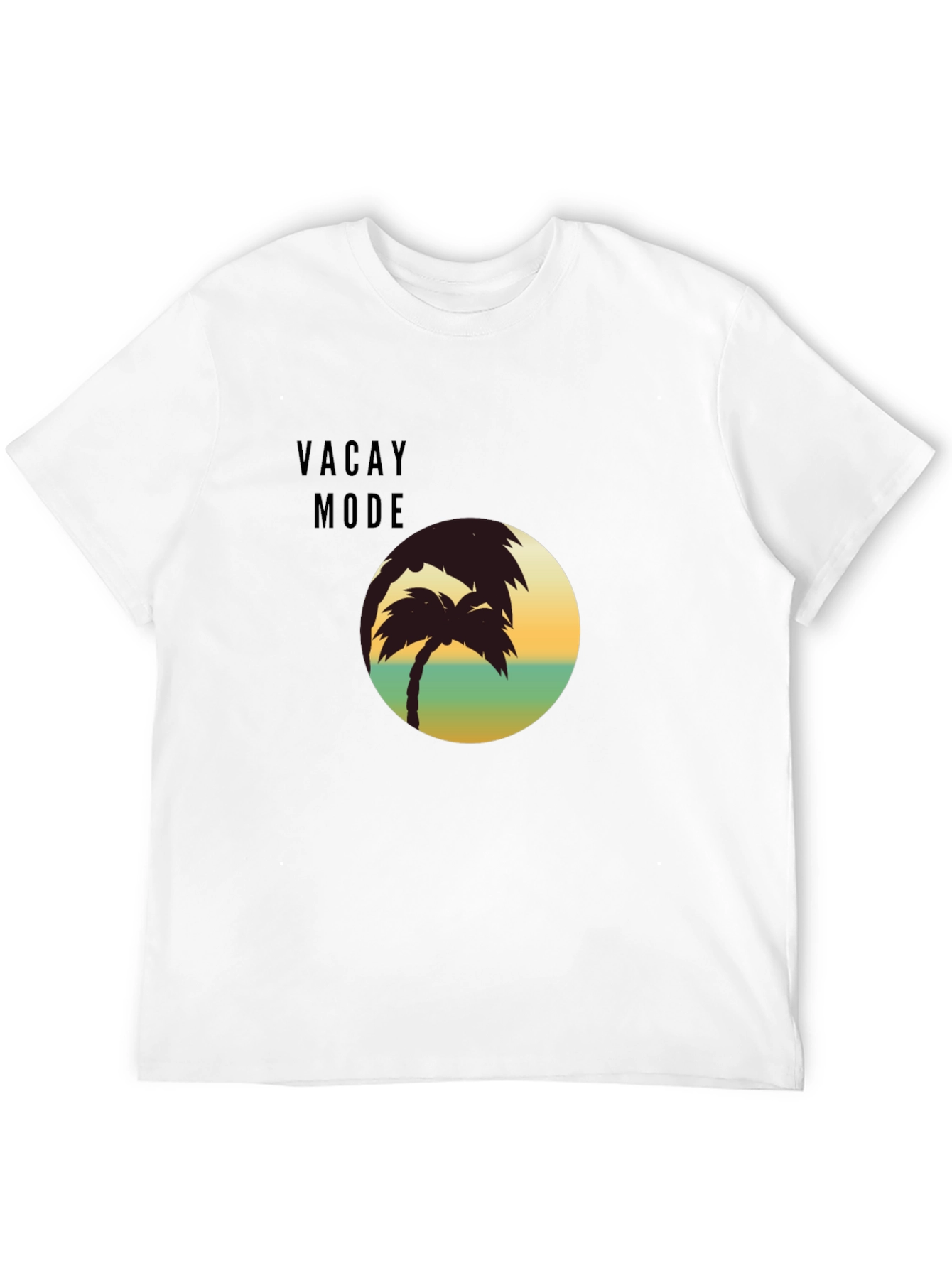Vacay Mode Palm Tree Graphic T-Shirt - Black